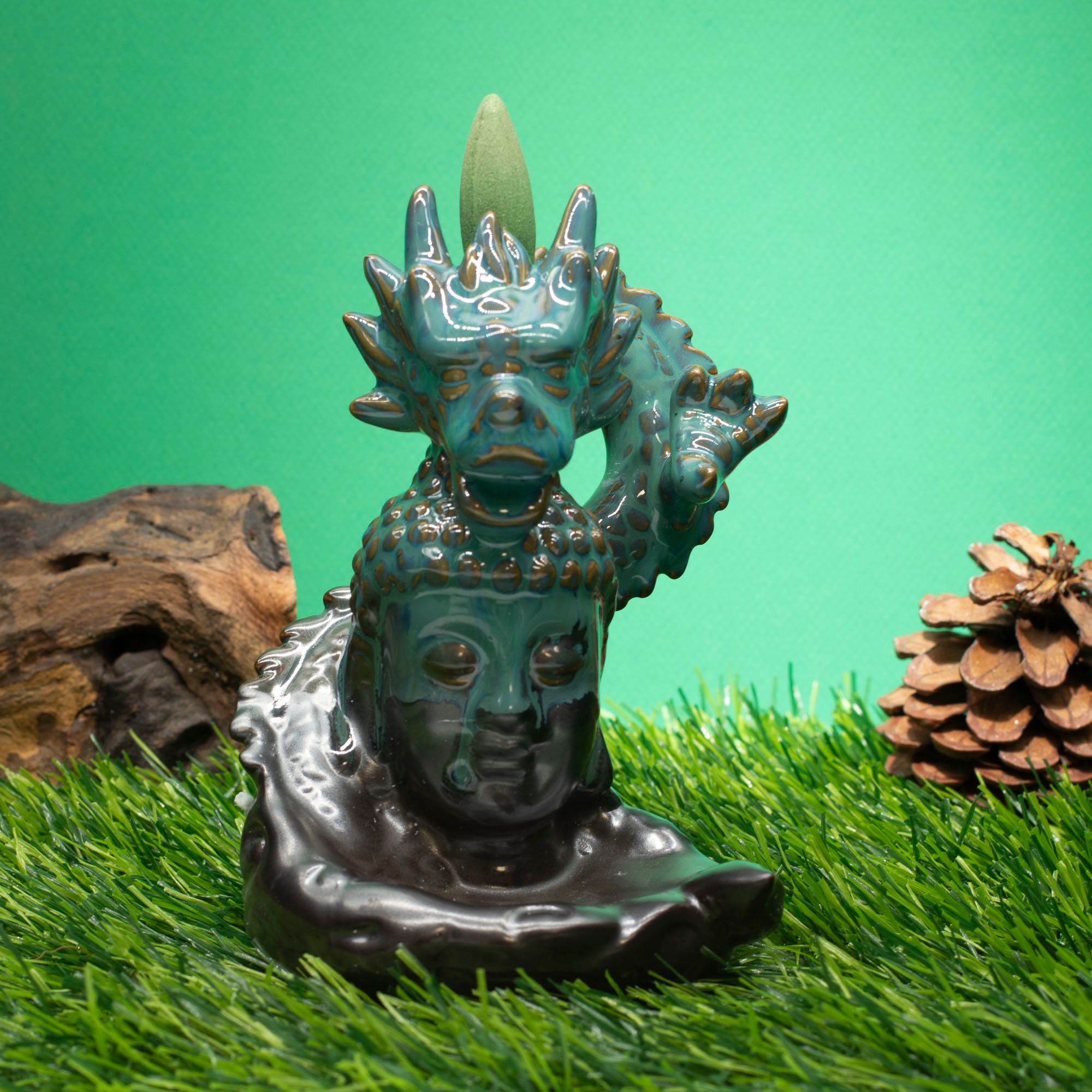 Backflow Incense Burner - Dragon Over Buddha