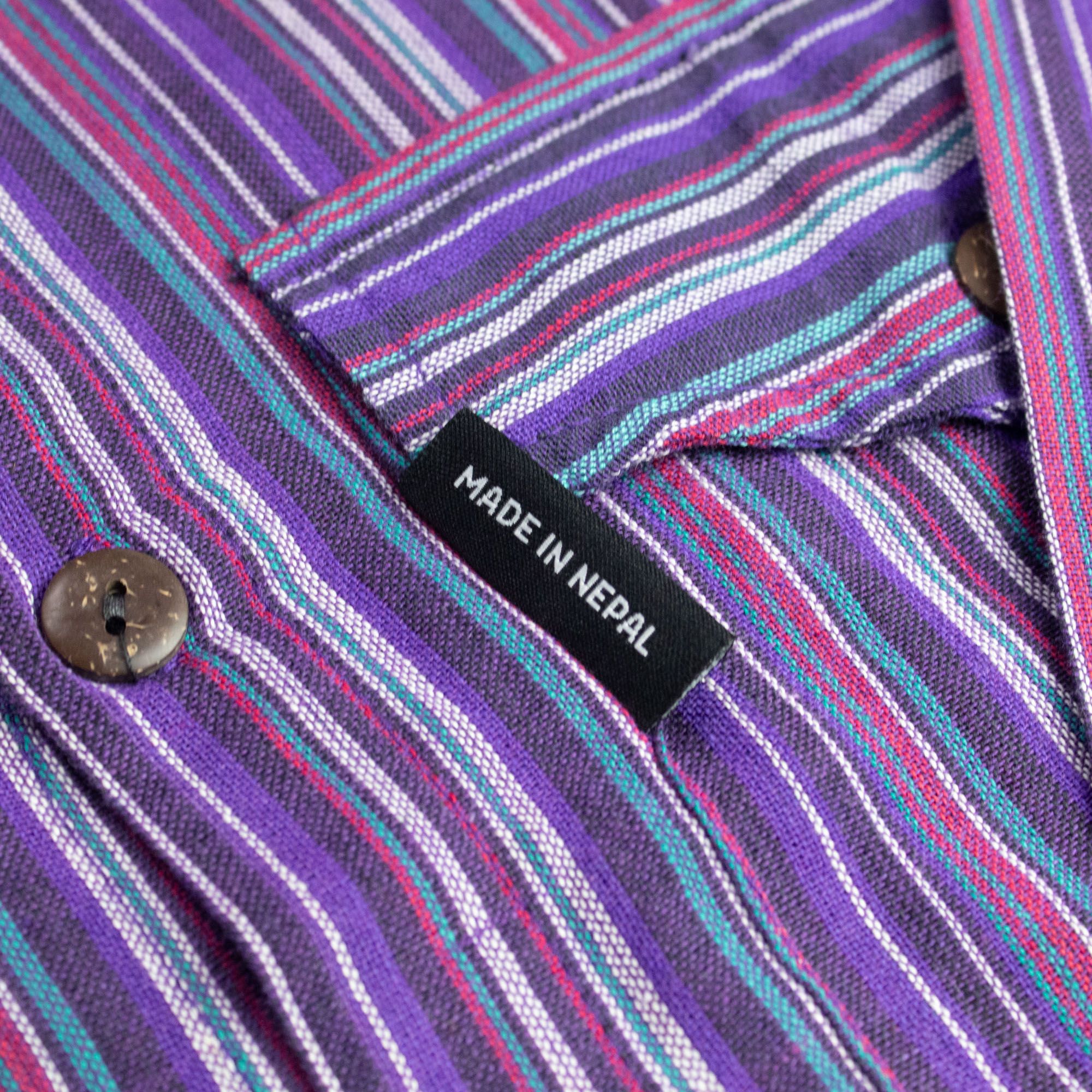 Nomad Sari Grandad Shirt - Black Purple - Medium - Image 10