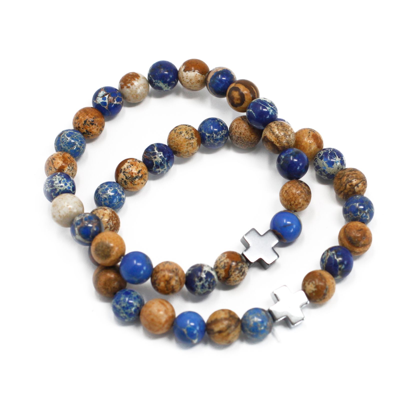 Set of 2 Gemstones Friendship Bracelets - Support - Sodalite & Picture Stone - Image 7