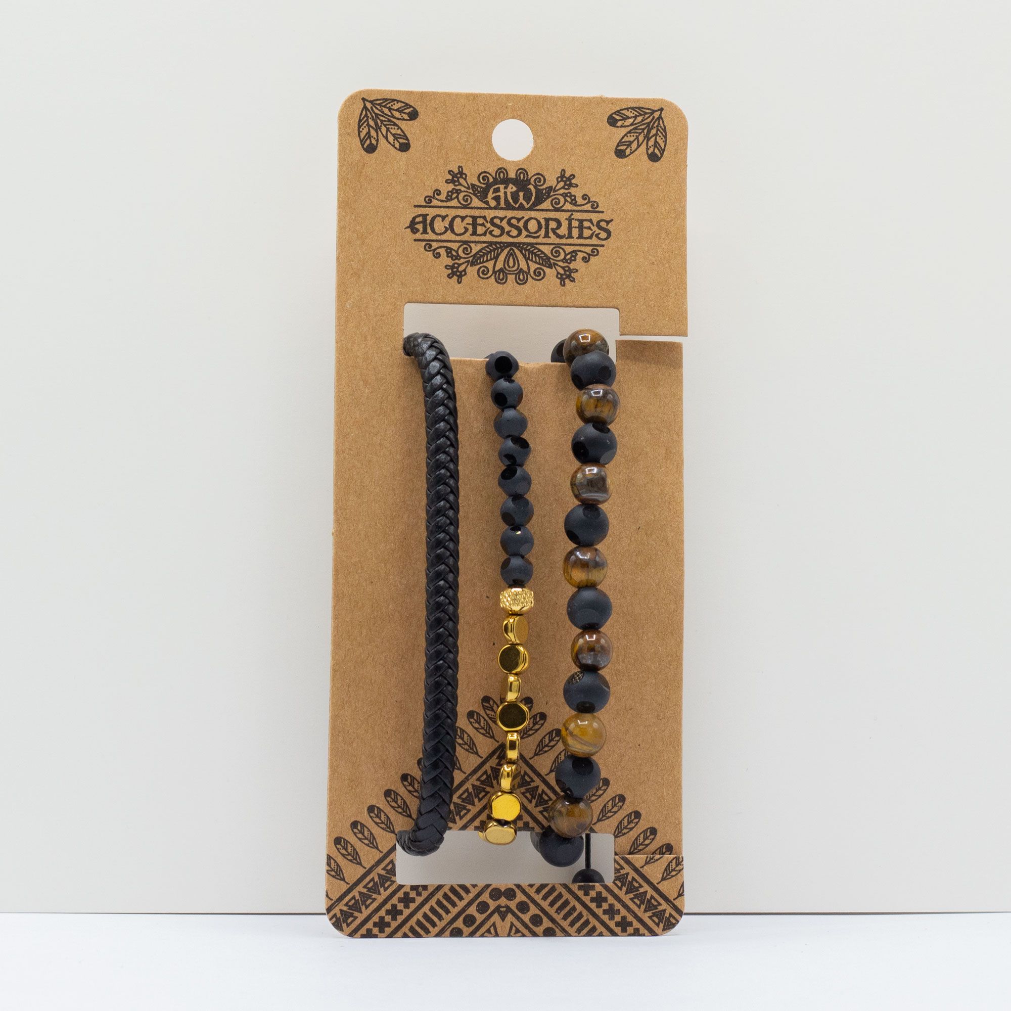 Mens Premium Bracelet Sets - Black & Tans (asst) - Image 3