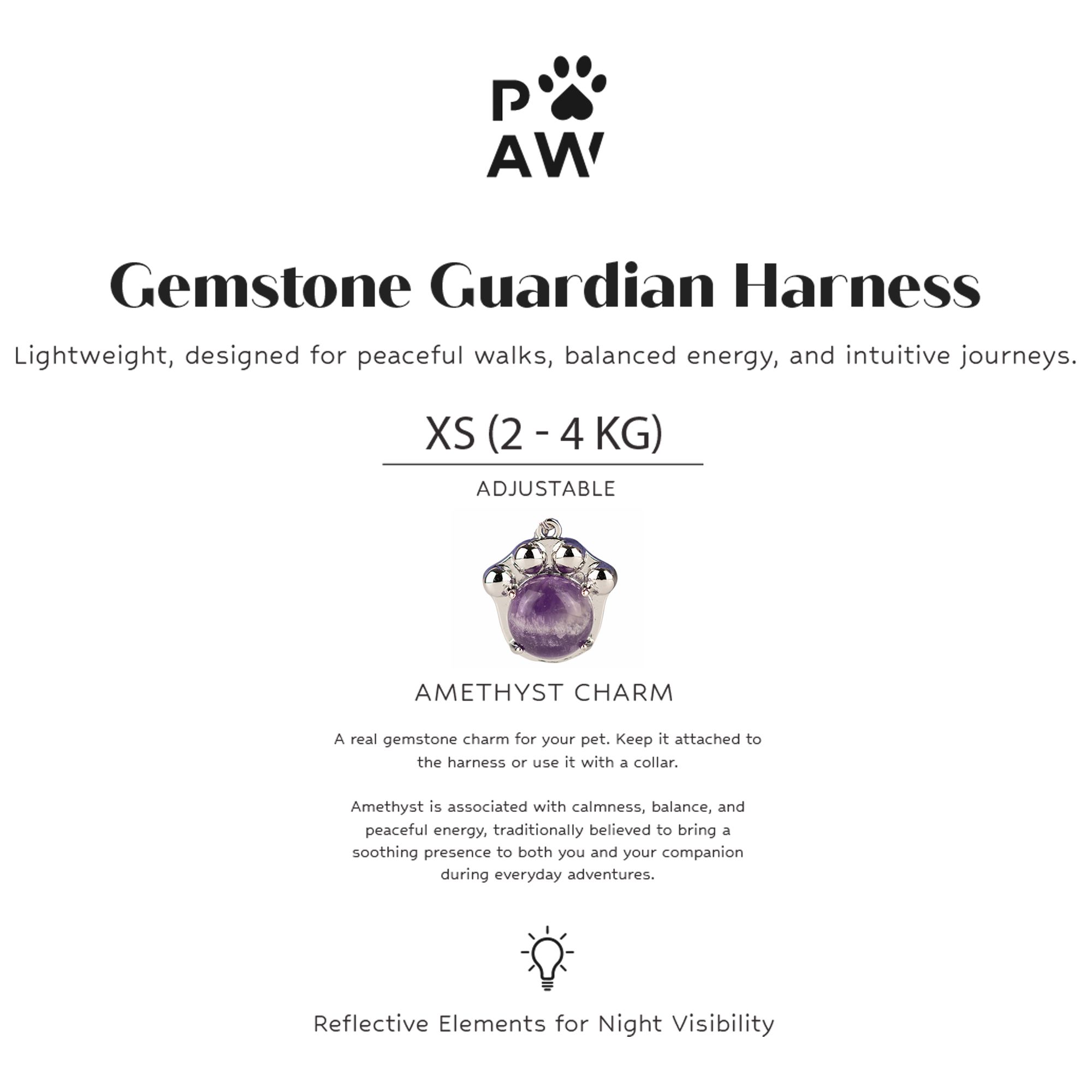 PAW - XS (2-4Kg) Dog Step-in Guardian Harness with Reflective Mesh - Lavender - Amethyst Charm - Image 4