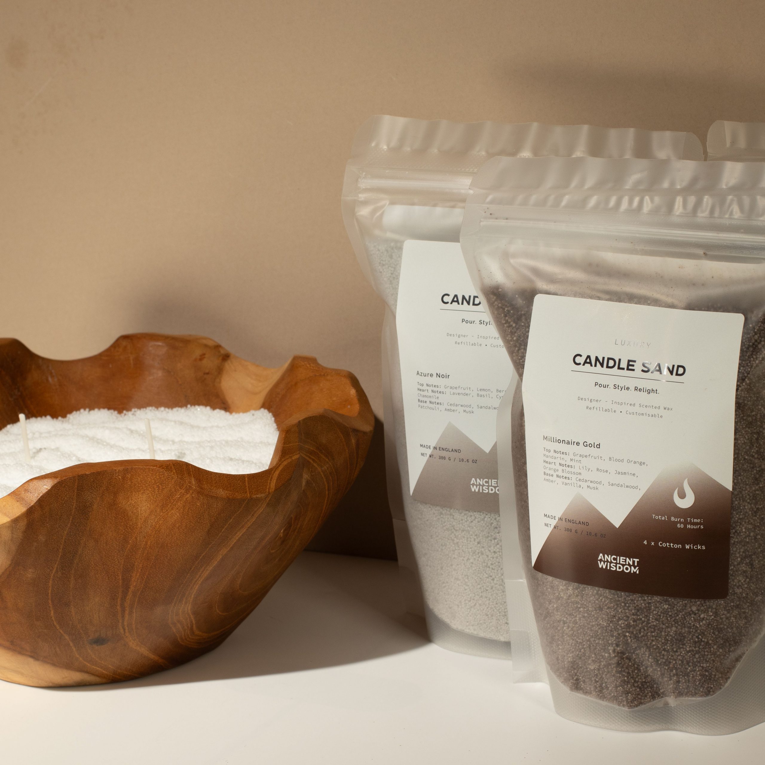 Fragranced Candle Sand - Chocolate Brown - Millionaire Gold - 300g - Image 4