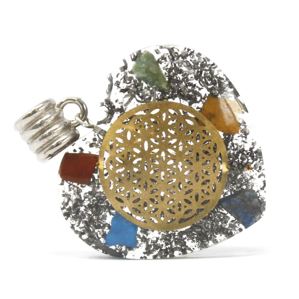 Orgonite Power Pendant - 7 Stone Chakra Heart - Image 2