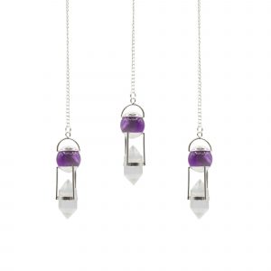 Seeker of Truth - Double Power Pendulum - Amethyst Globe - Clear Quartz Double Terminated