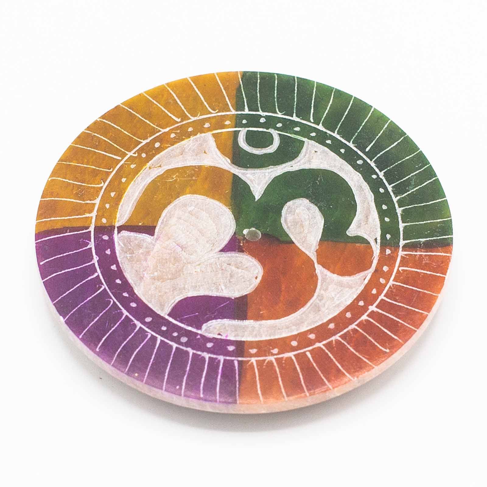 Soapstone Disc Incense Holder 8cm - Om - Image 2