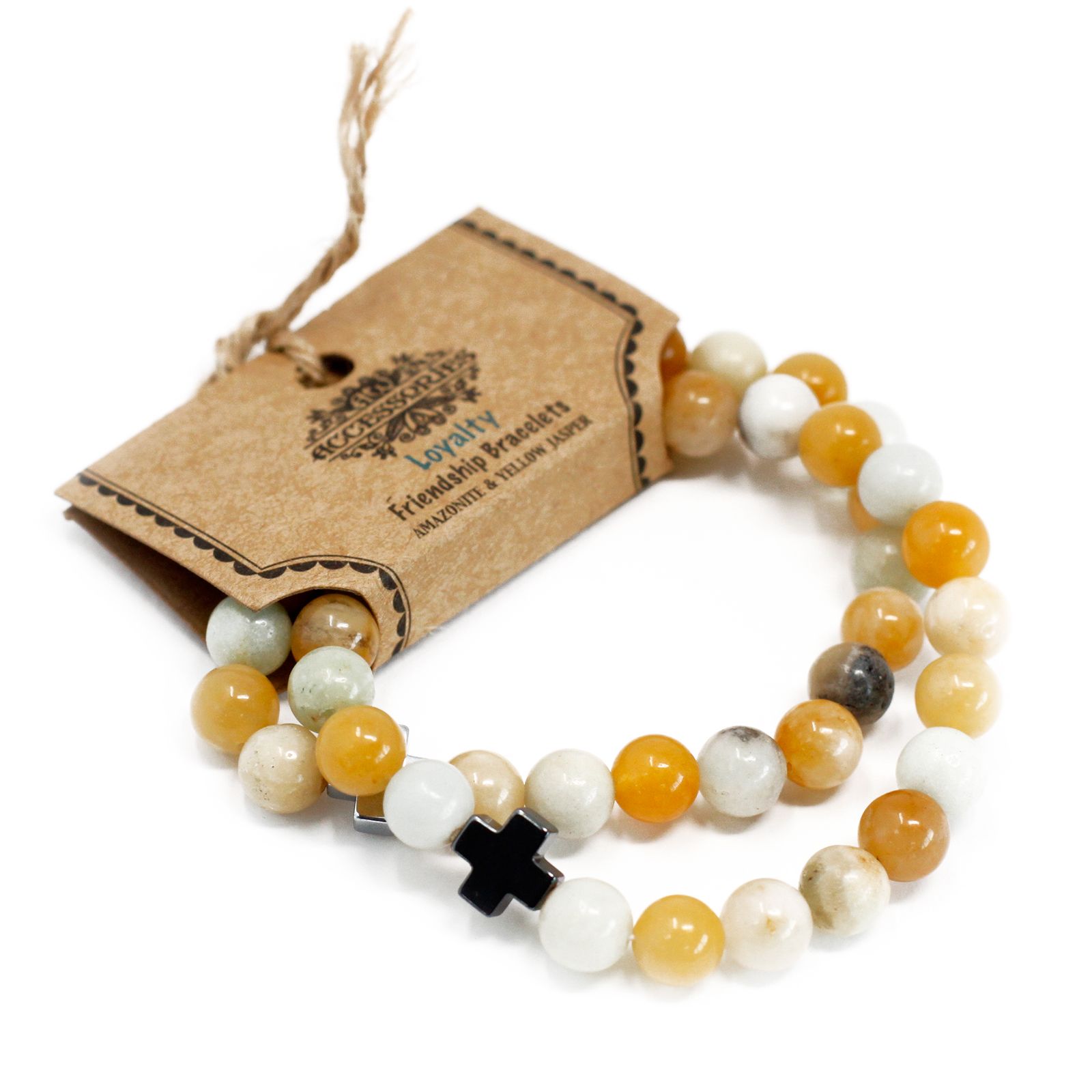 Set of 2 Gemstones Friendship Bracelets - Loyalty - Amazonite & Yellow Jasper - Image 11