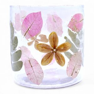 Natural Floral Glass Candle Holders