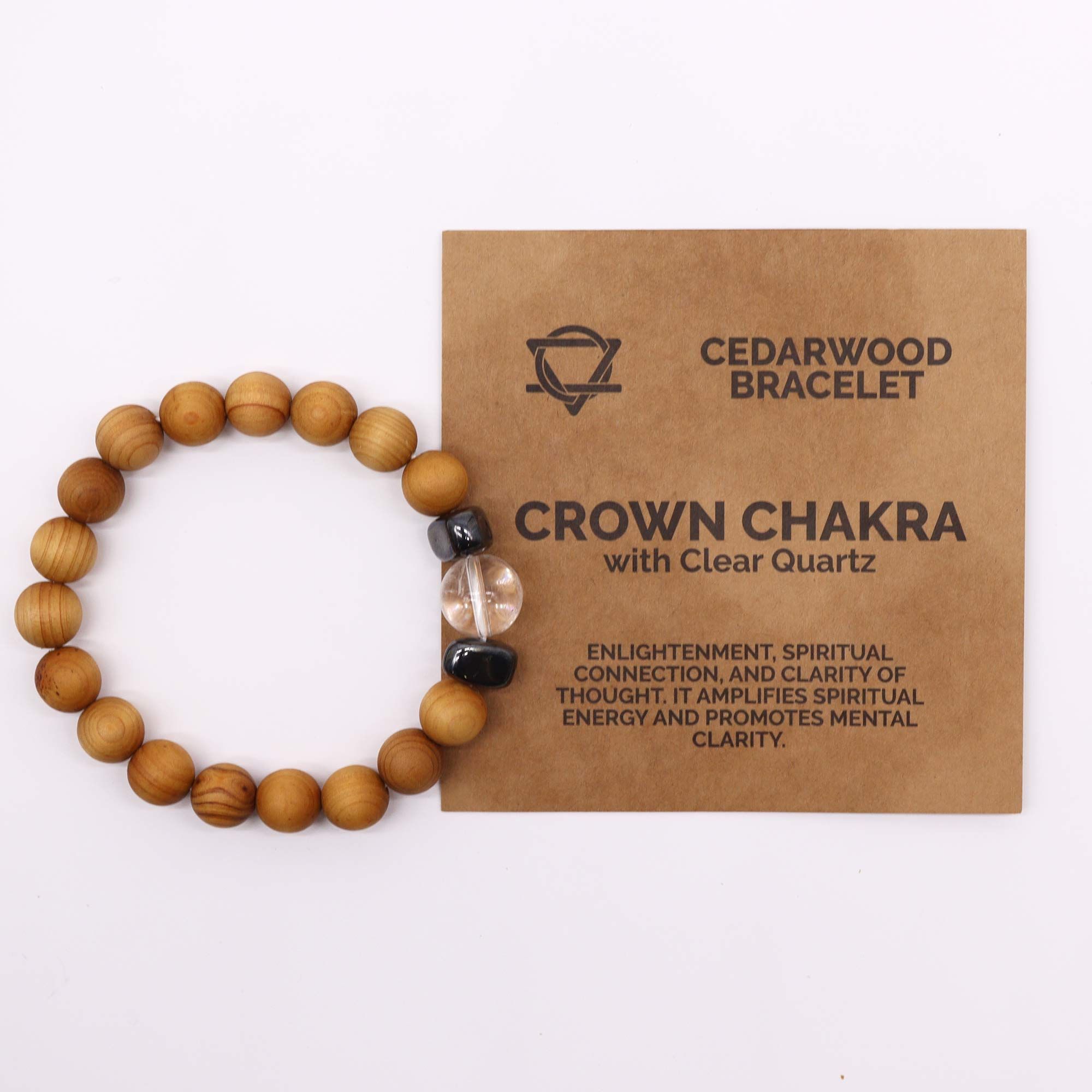 Cedarwood Crown Chakra Bangle with Clear Quartz - Image 4