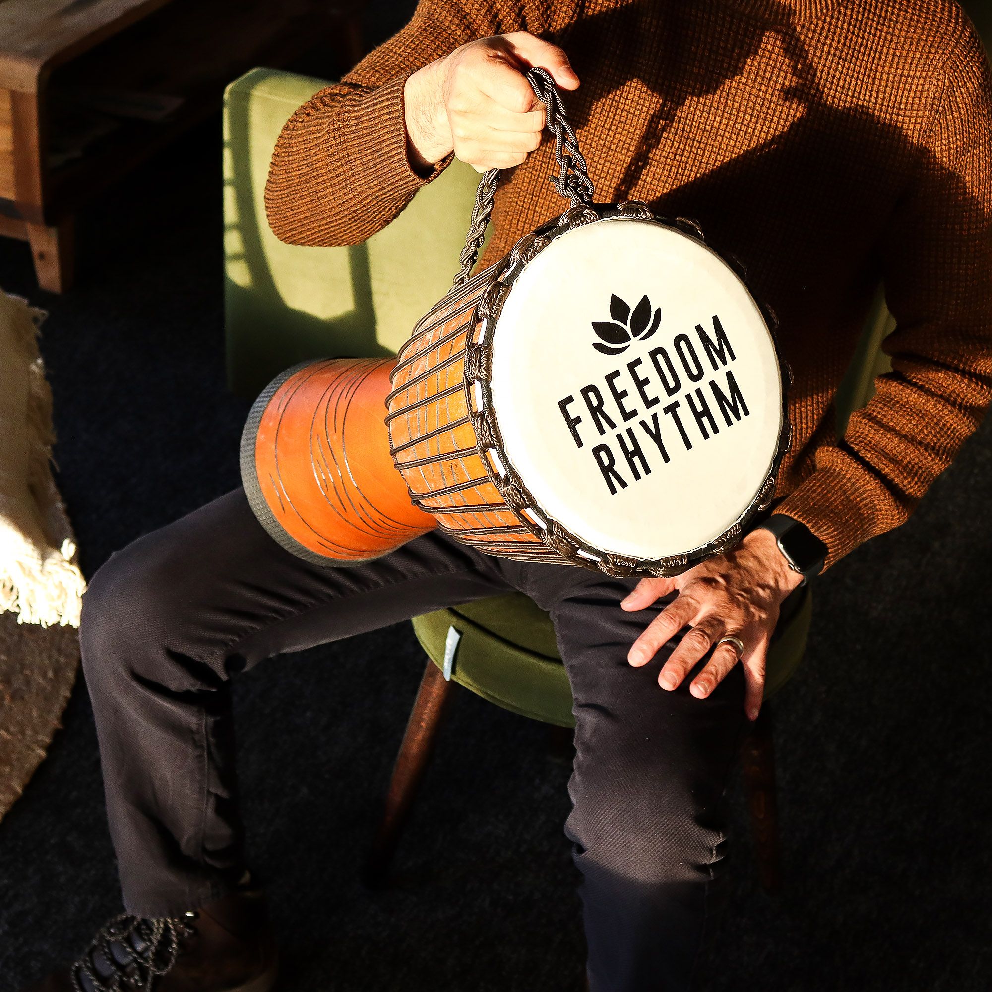 Large Pro Djembe Drum - Freedom Rhythm (high) - 50cm (22cm Dia) - Image 4