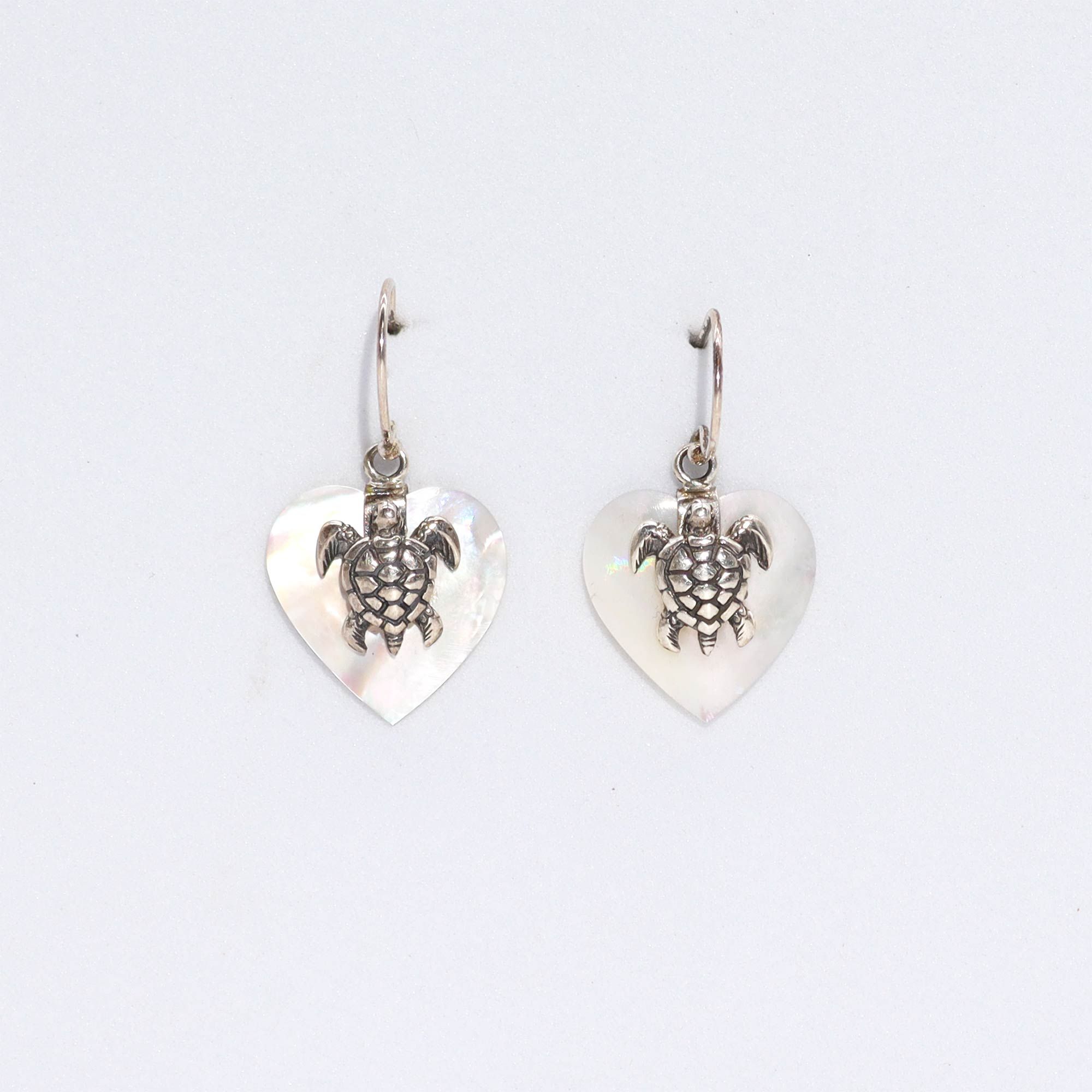 Shell & Silver Earrings - Sea Turtle - MOP - Image 4