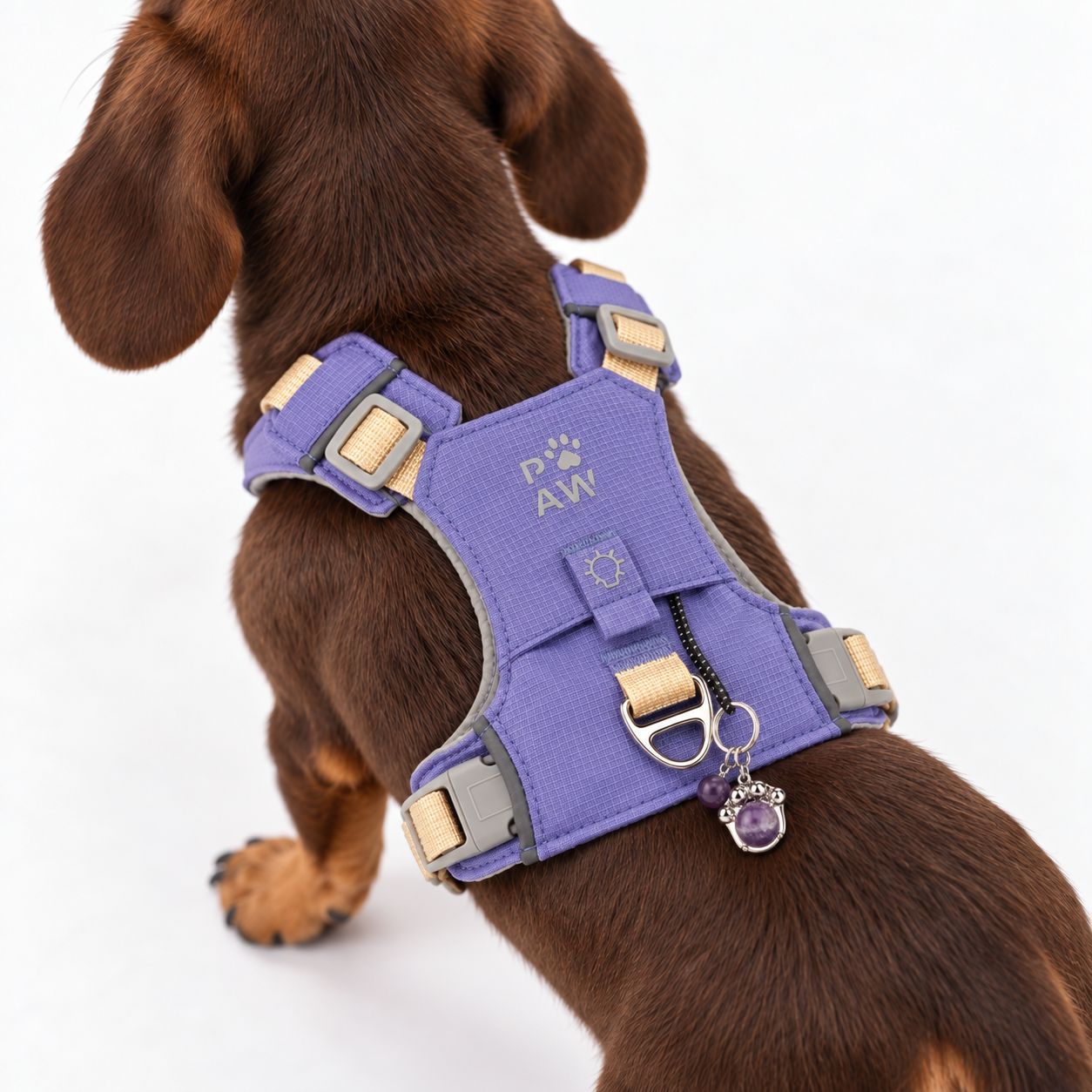 PAW - XS (2-4Kg) Dog Step-in Guardian Harness with Reflective Mesh - Lavender - Amethyst Charm - Image 10