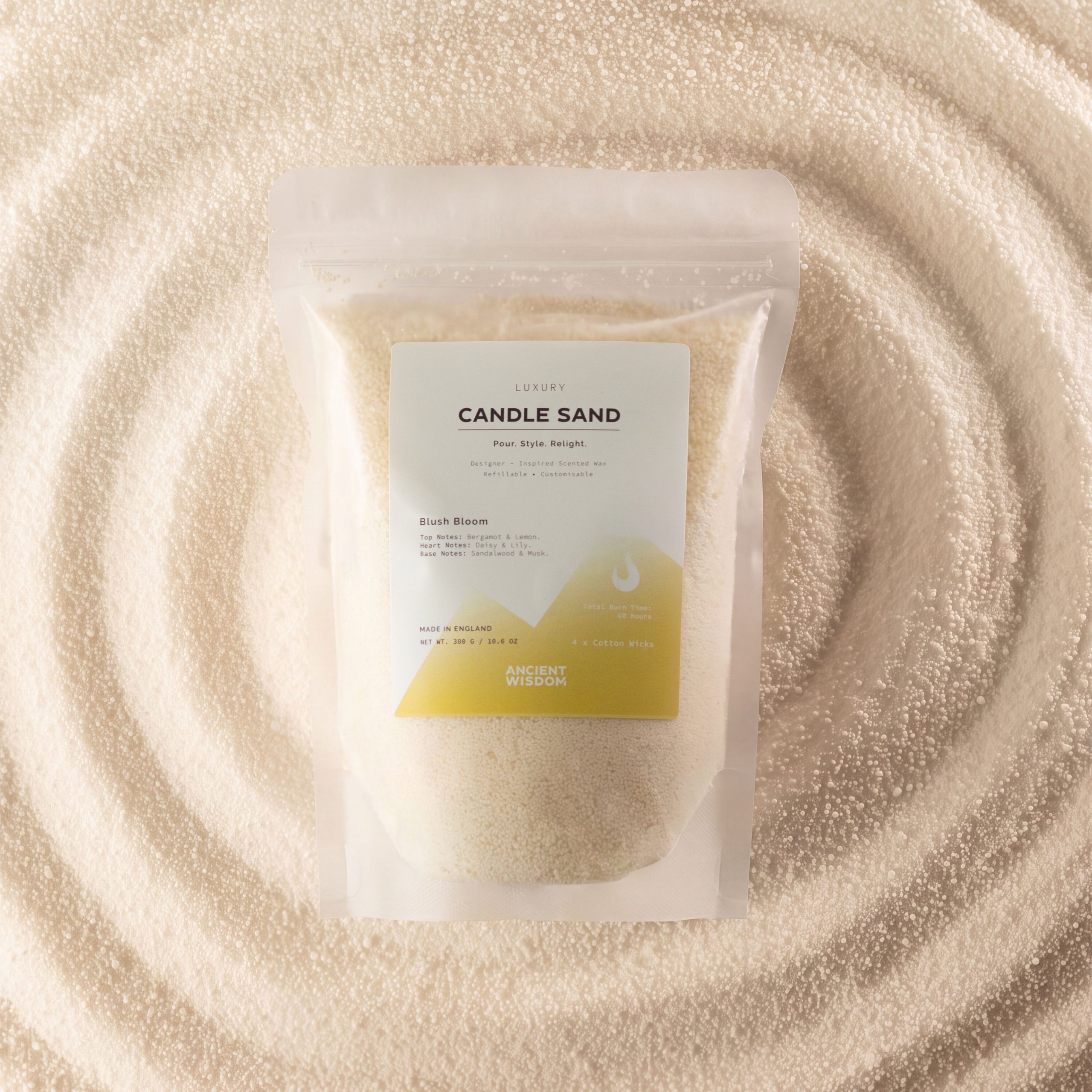 Fragranced Candle Sand - Warm Honey - Blush Bloom - 300g - Image 4