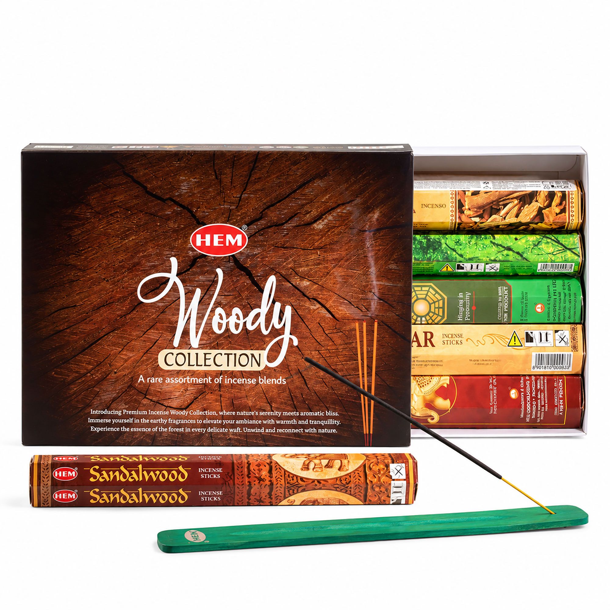 HEM Hexagonal Incense - Woody Collection & Ashcatcher (asst pack 6) - Image 2