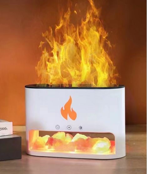 White Blaze Aroma Diffuser - Himalayan Salt Chamber - USB-C - Flame Effect (Salt included) - Image 4