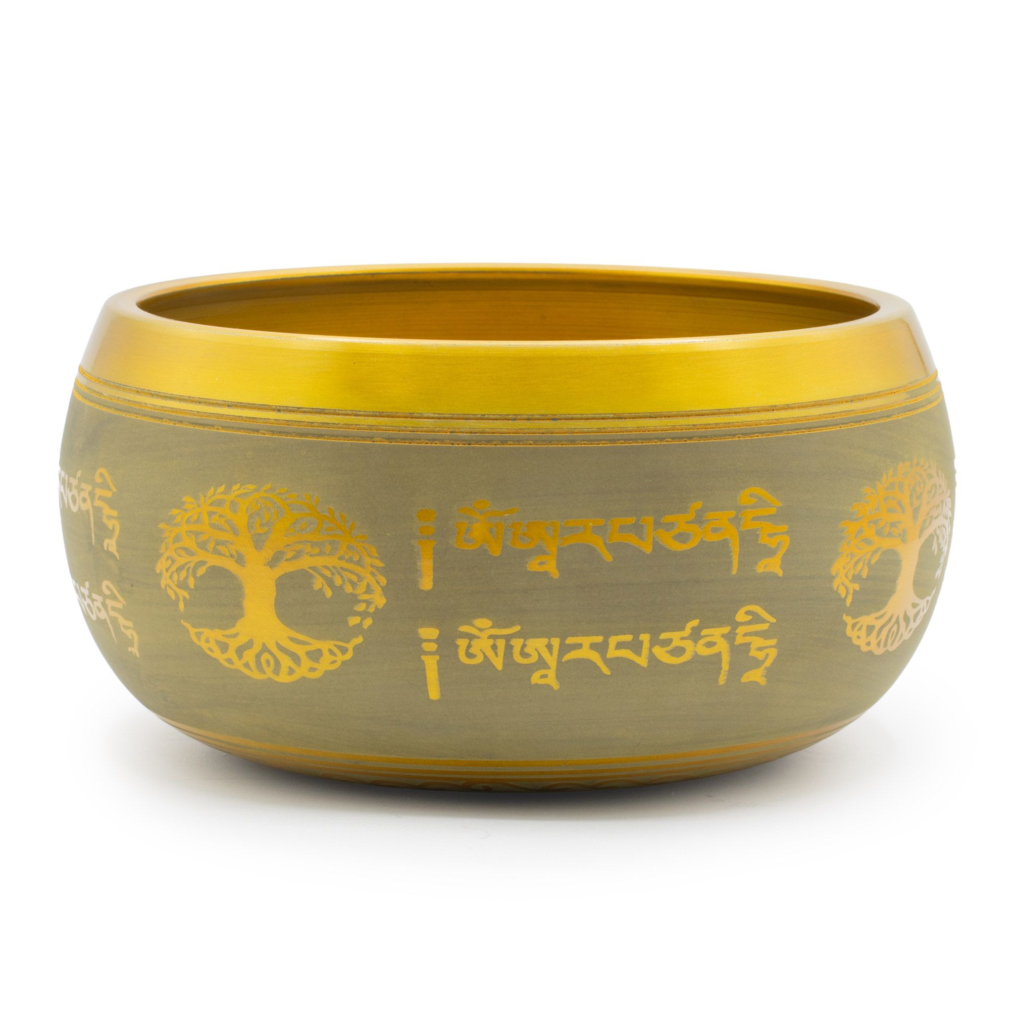 Large Aluminum Singing Bowl - Buddha Tree of Life - Copper Colour (19cm) - Image 5