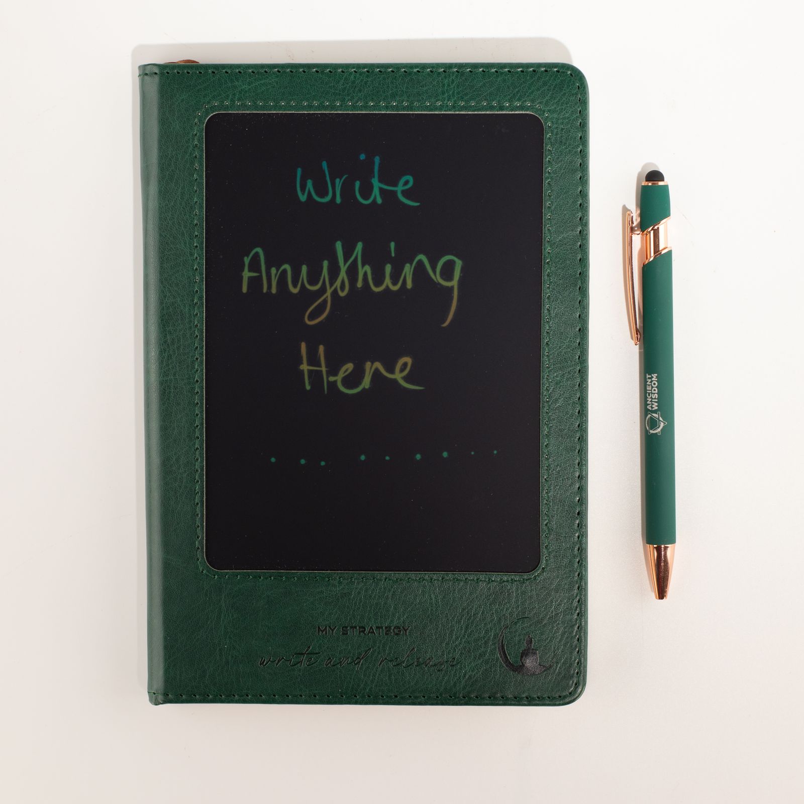 A5 Intention Note Book - LCD Wipe Screen - Green Leather Effect - 160 Pages - Image 7