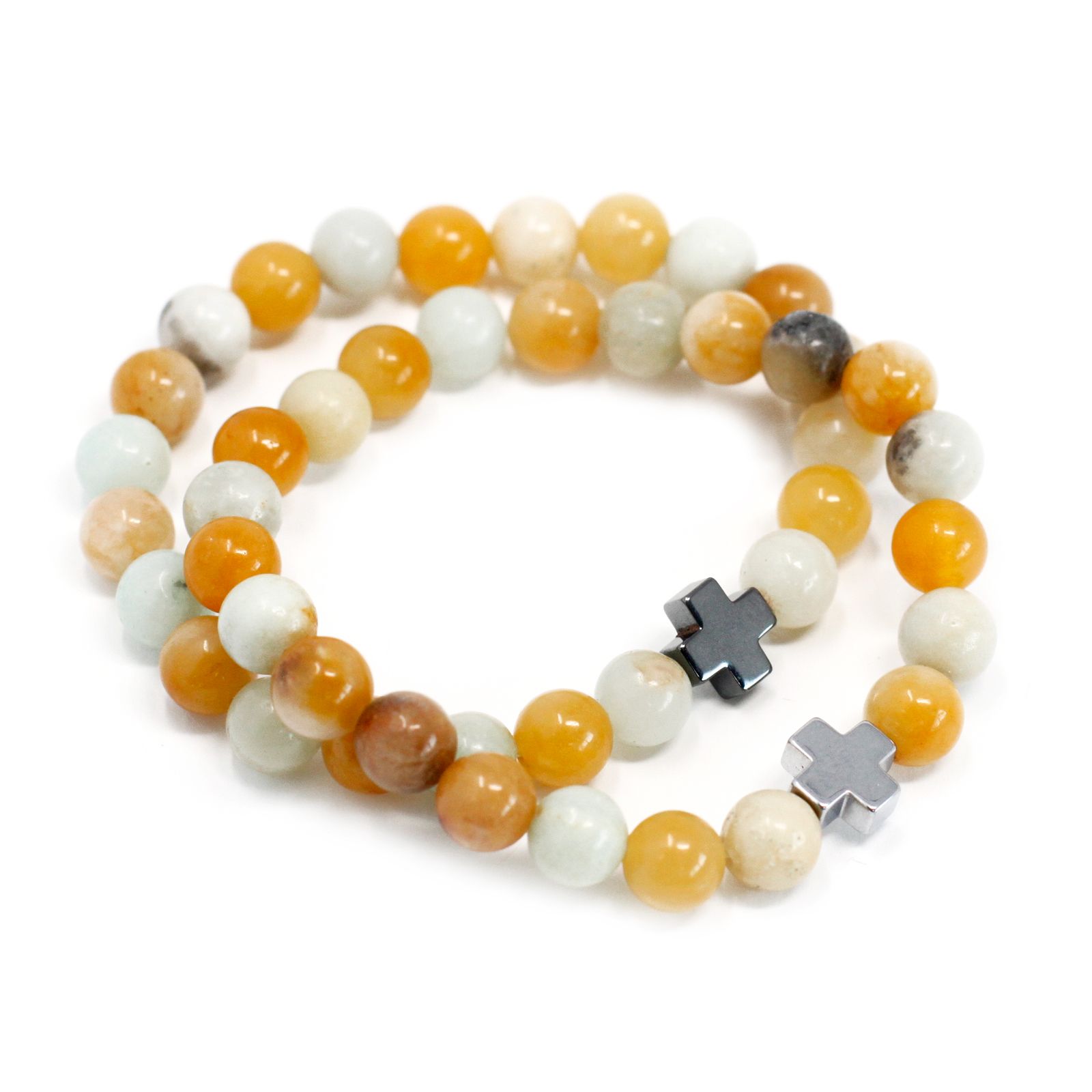 Set of 2 Gemstones Friendship Bracelets - Loyalty - Amazonite & Yellow Jasper - Image 10