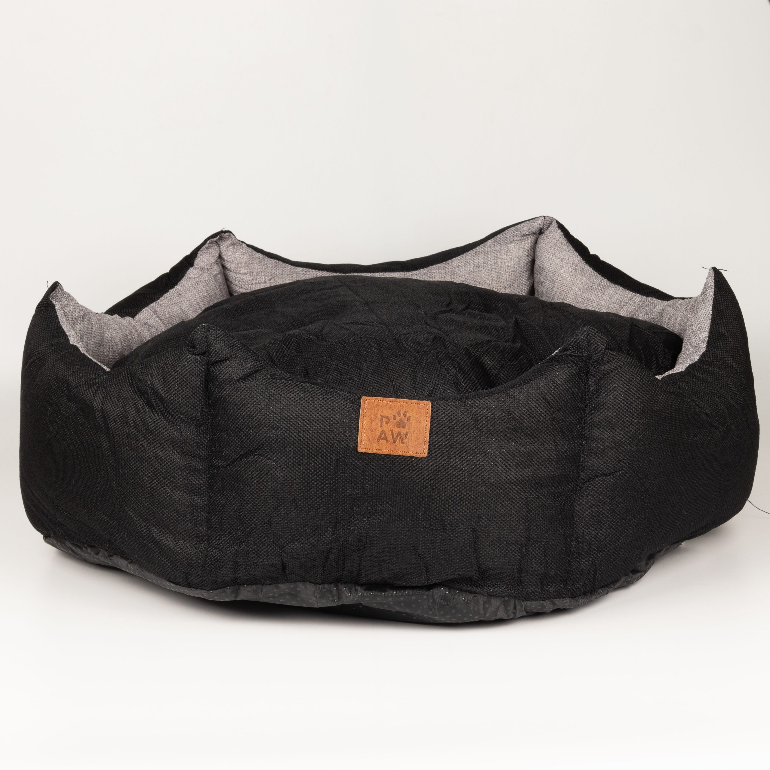 PAW Bed – Large Royal Crown – Black & Grey – 50 × 50 × 26cm - Image 4