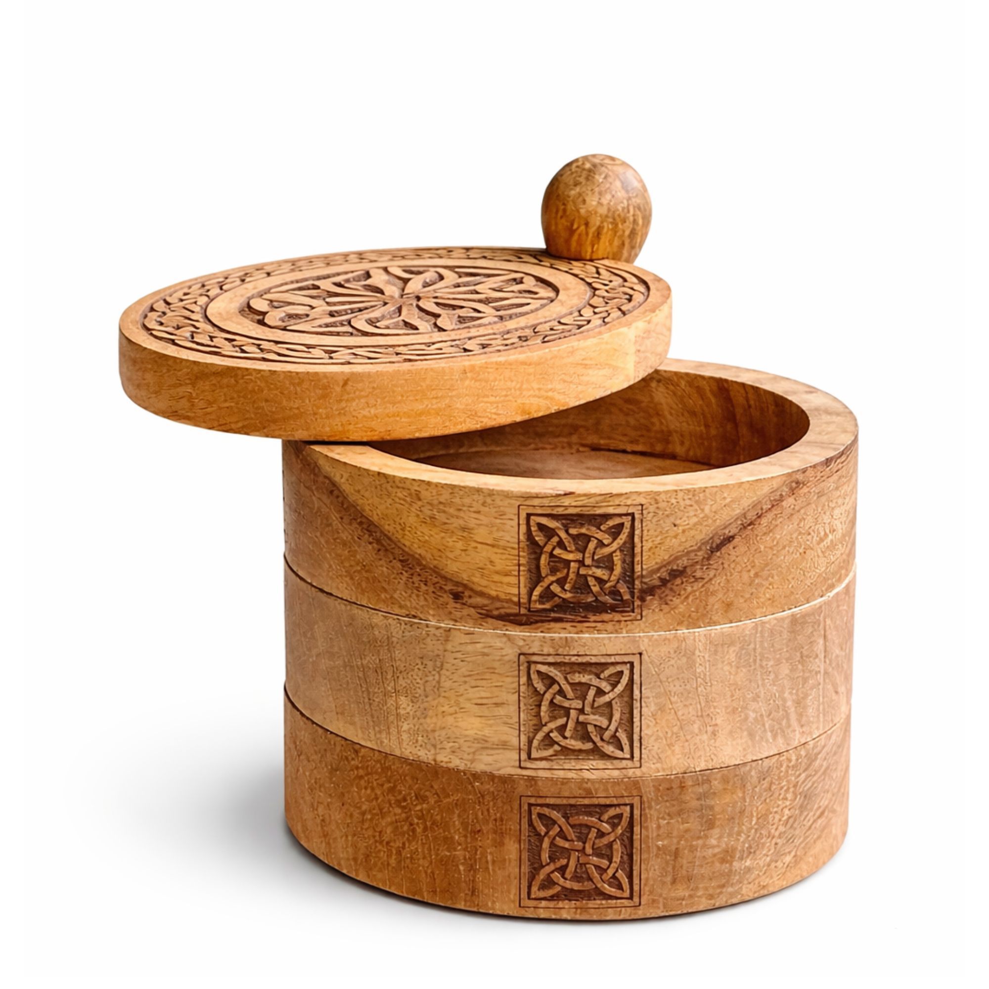 Celtic Carved 3 Tier Revolving Box - Image 3