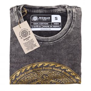 Nomad Sari Stonewashed Cotton T-Shirt – Chakra – Dark Grey – Small