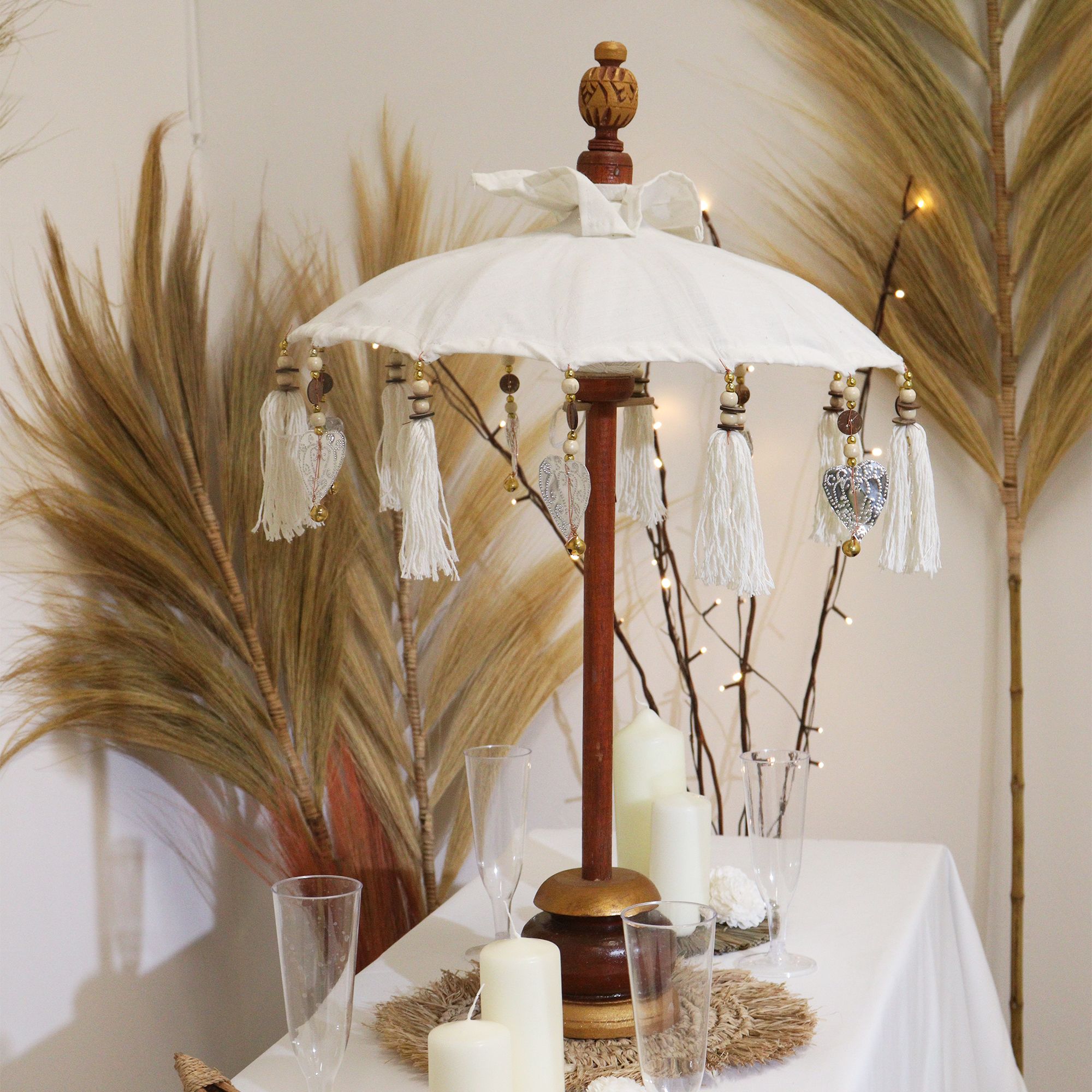 Bali Home Decor Parasol - Canvas - Natural- 40cm - Image 6