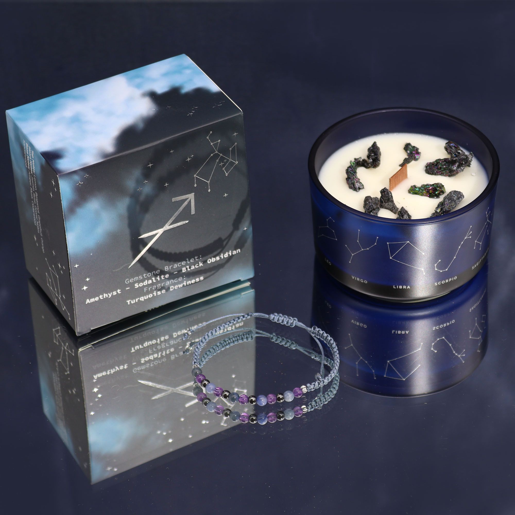 Zodiac Crystal Candle with Gemstone Bracelet - Sagittarius - Image 4