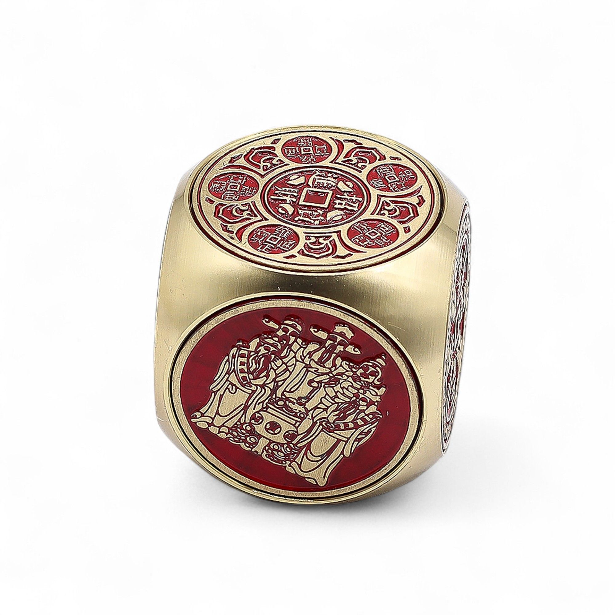 Feng Shui Fortune - Red & Brass Prosperity Cube - Flat - Image 3