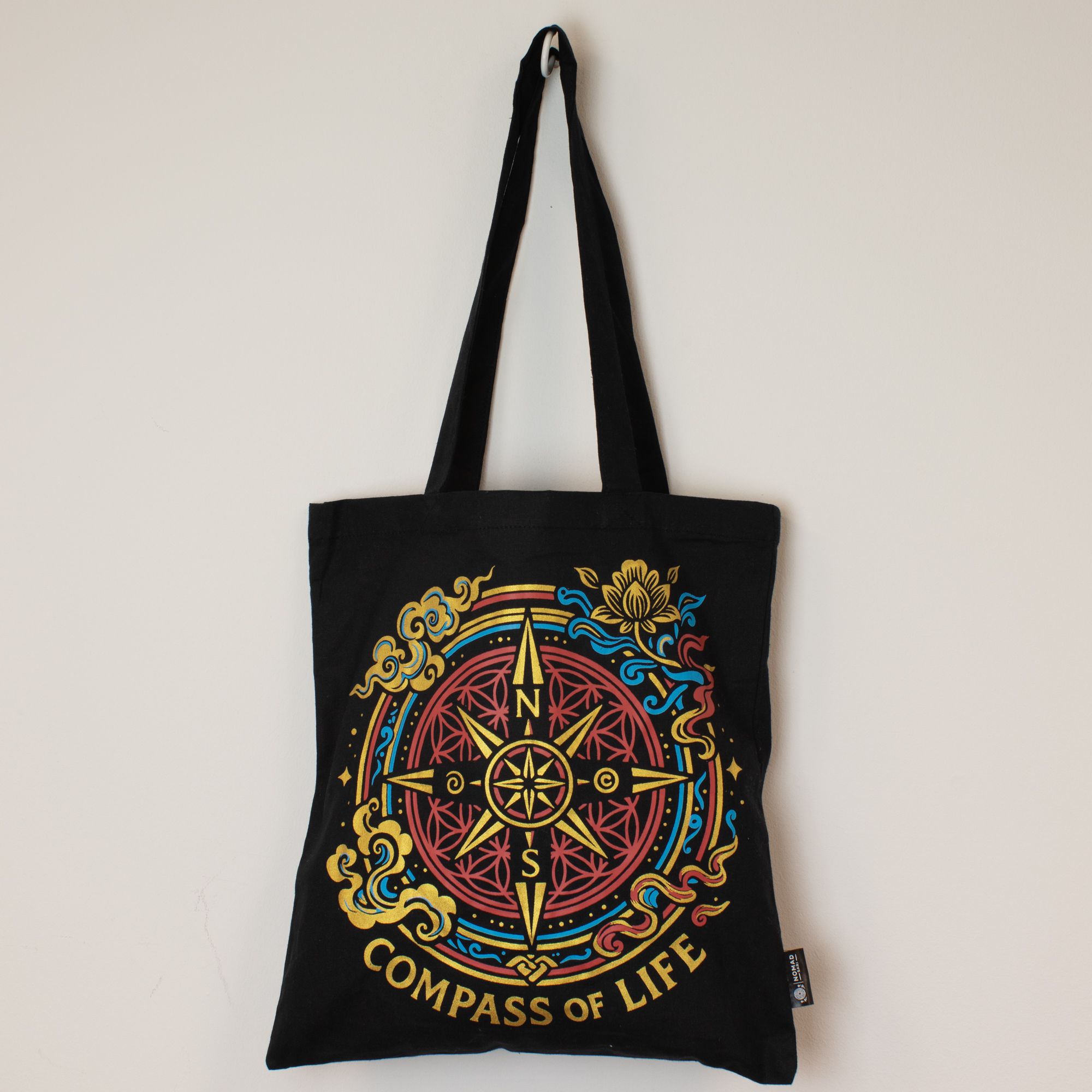 Iconic Classic Tote Bag - Compass of Life - Black 6oz - Image 6