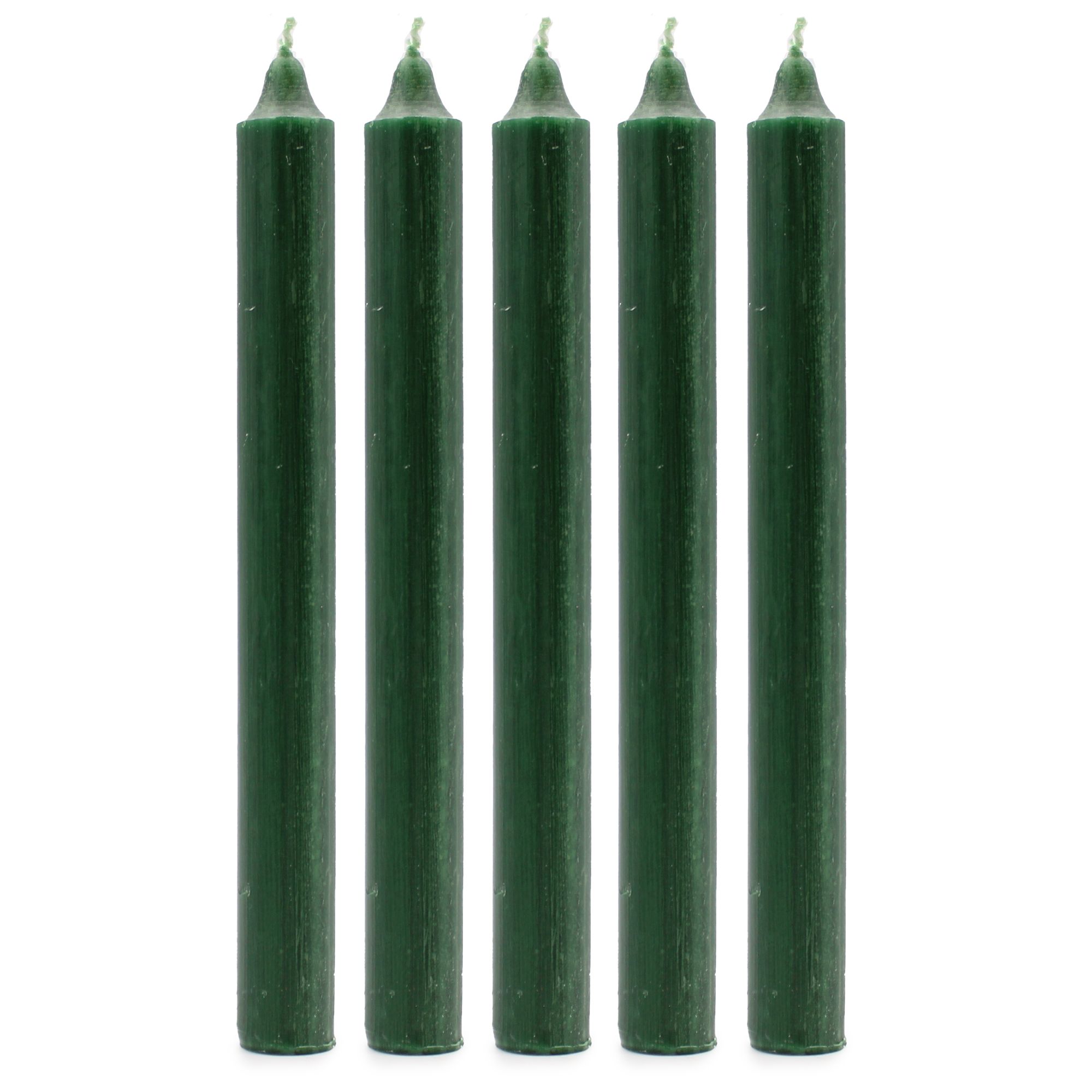Solid Colour Dinner Candles - Rustic Holly Green - Pack of 5 - Image 3