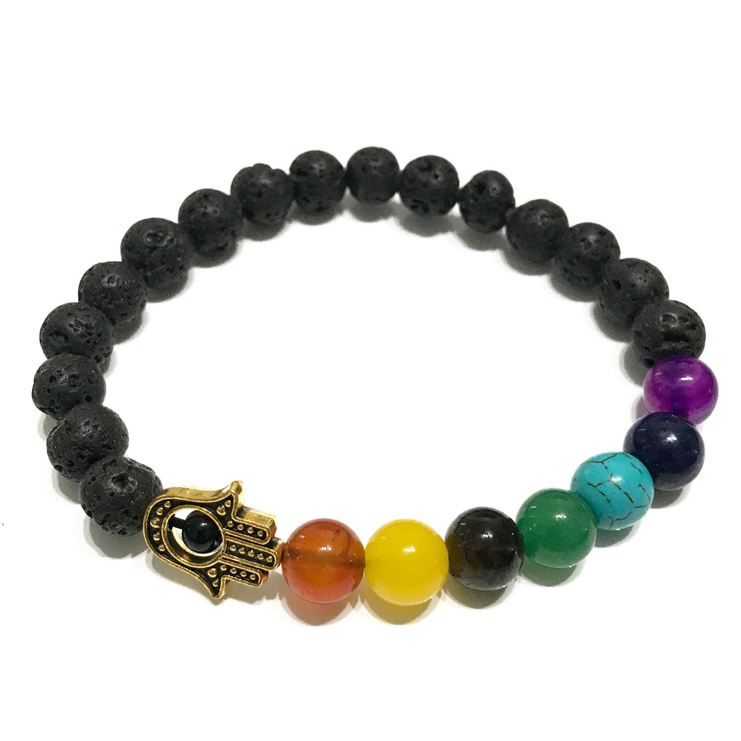 Lava Stone Bracelet - Hamsa Chakra - Image 4