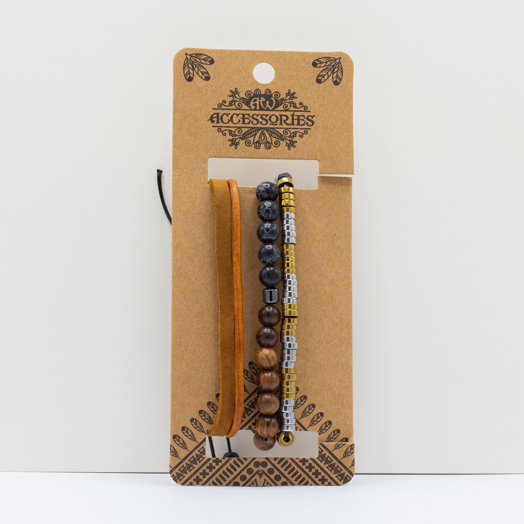 Mens Premium Bracelet Sets - Black & Tans (asst) - Image 5