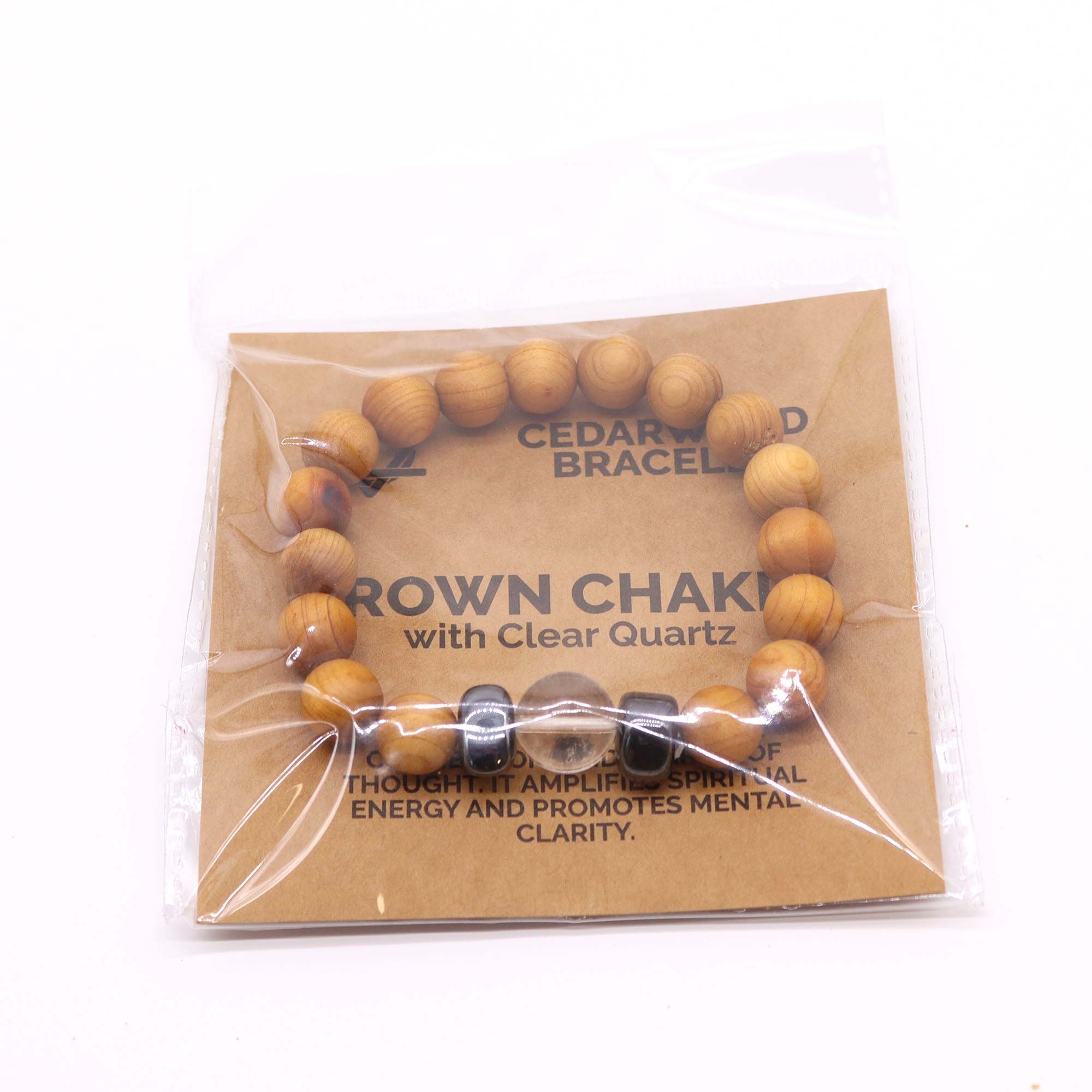 Cedarwood Crown Chakra Bangle with Clear Quartz - Image 2