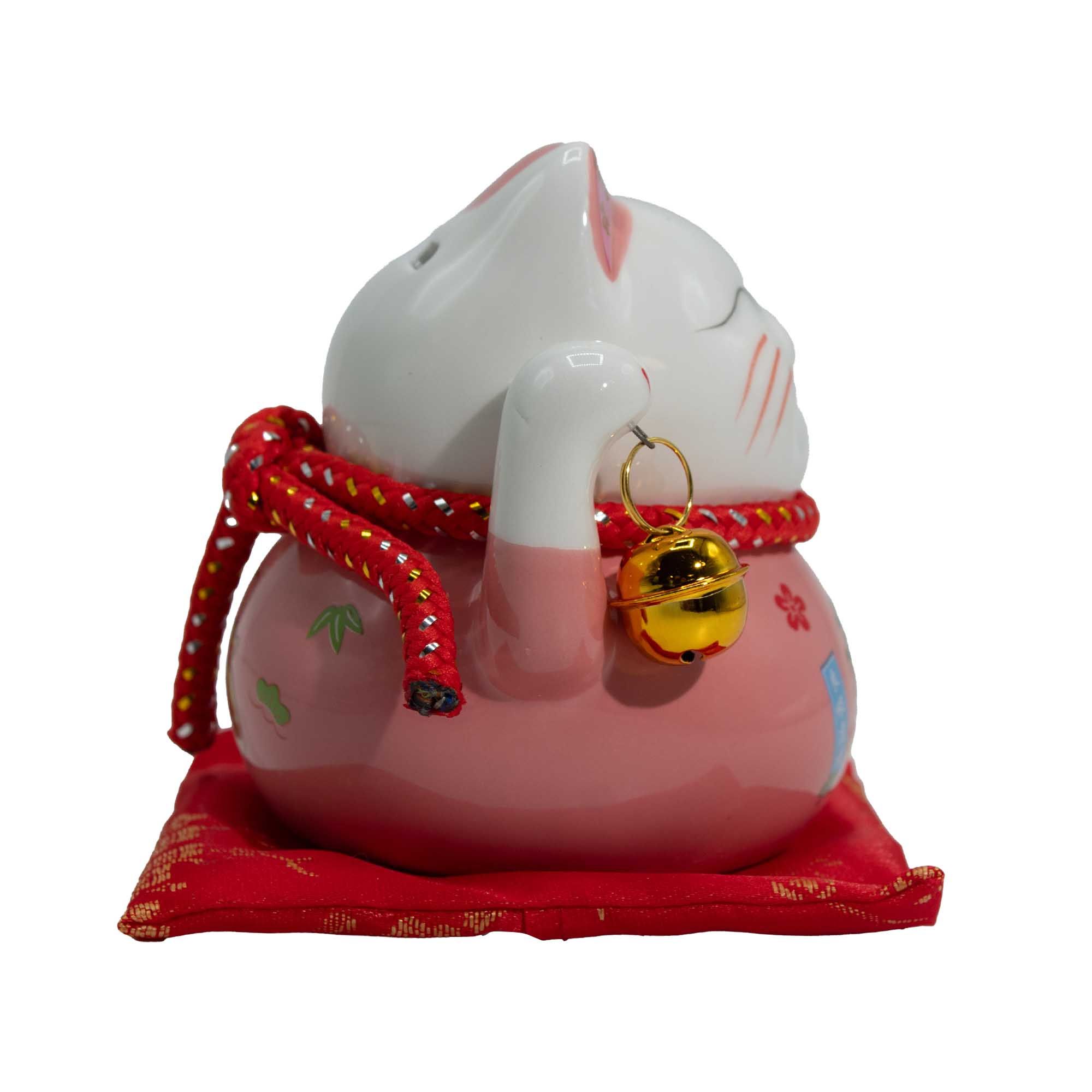 Ceramic Money Cat Bank - Pink on Cushion - Image 2