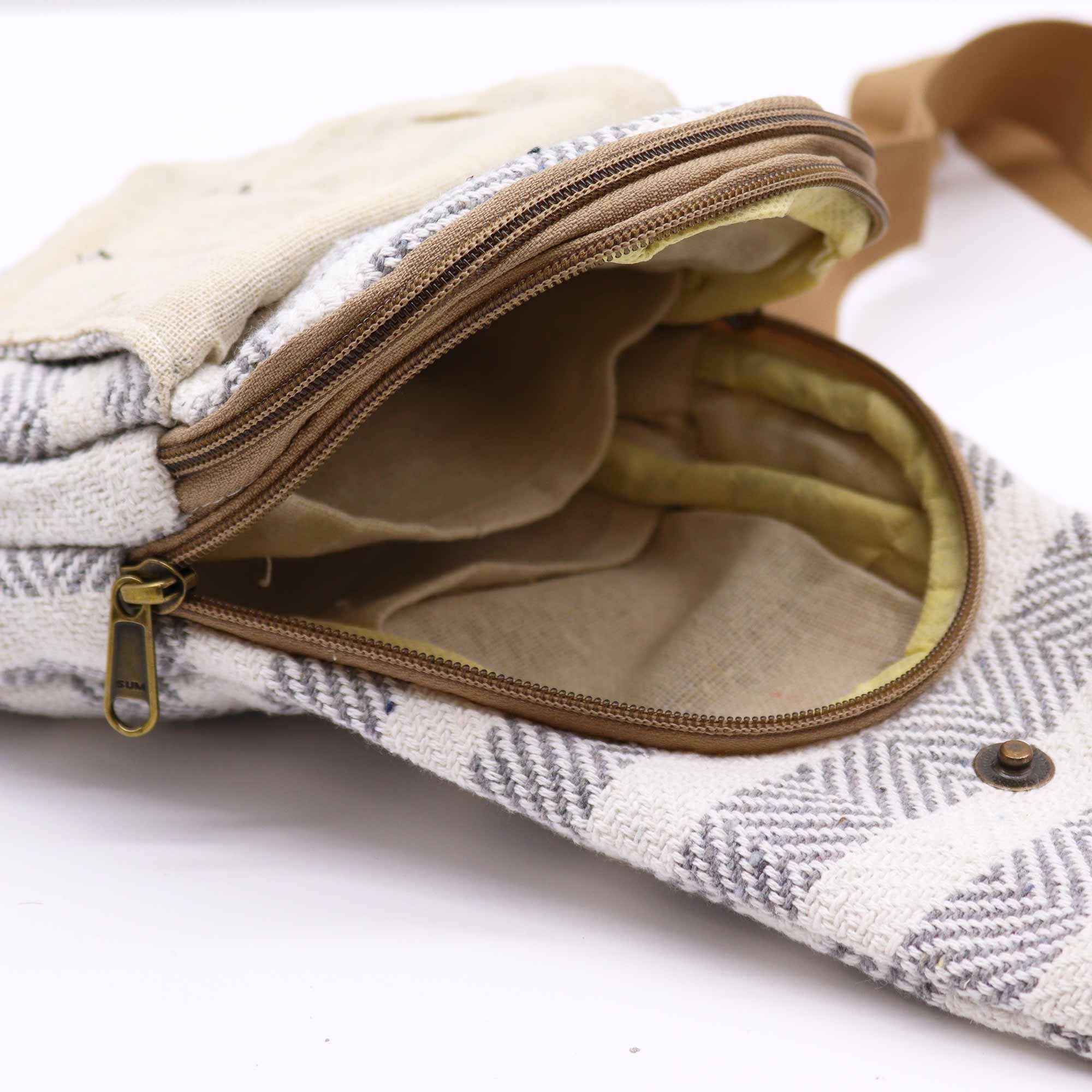 Body Cross Bag Natural Cotton - Grey & White - Image 2