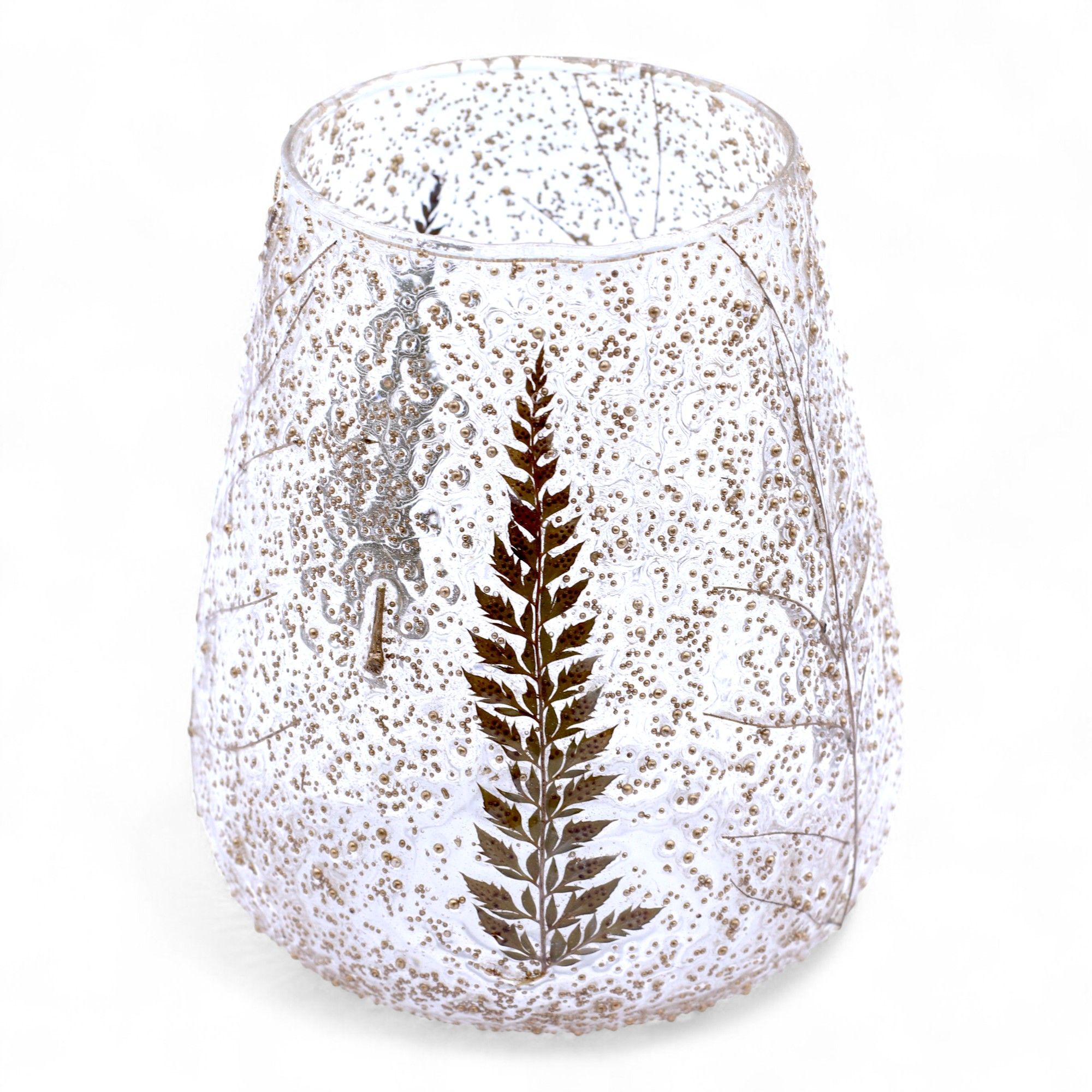Natural Floral Glass - Large Bowl Candle Holder - Pino - (15x12cm) - Image 3