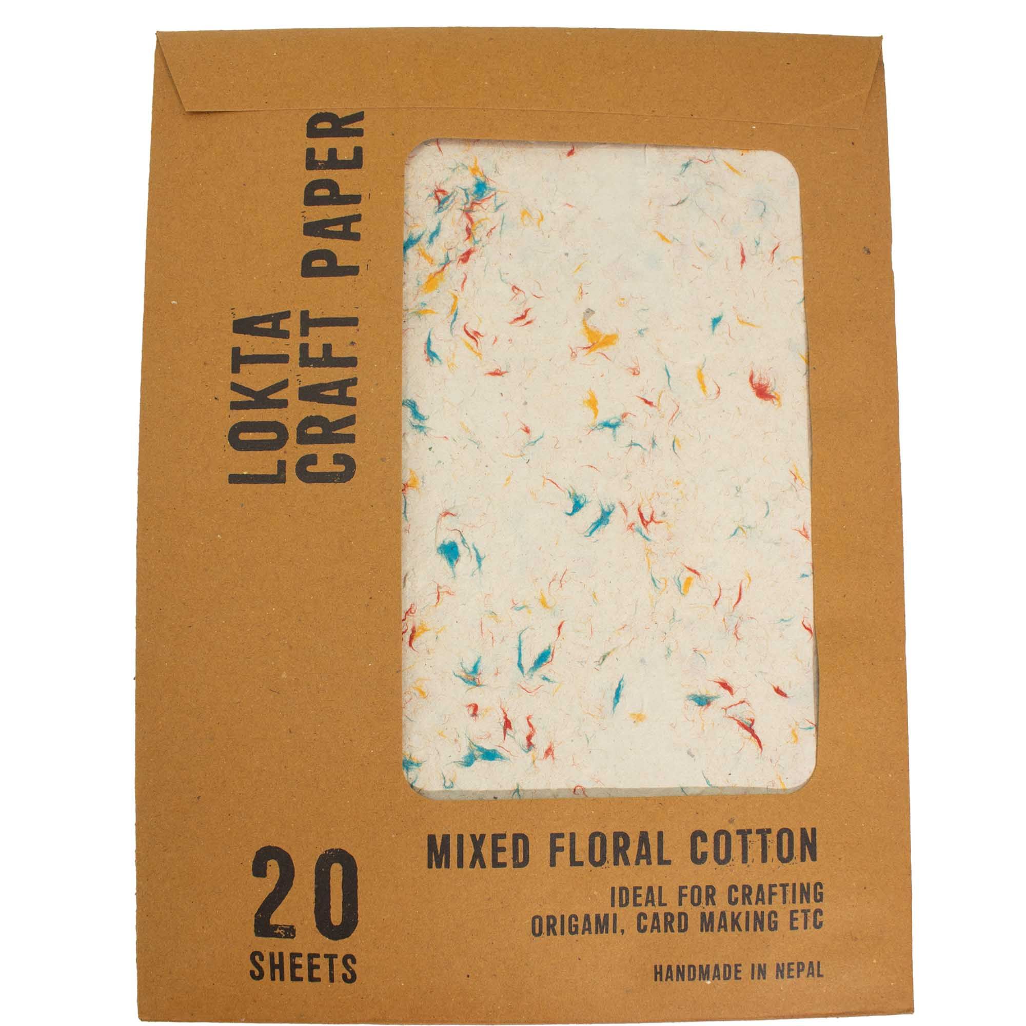 A4 - Lokta Craft Paper (20 sheet pack) - Mixed Floral Cotton - Image 2