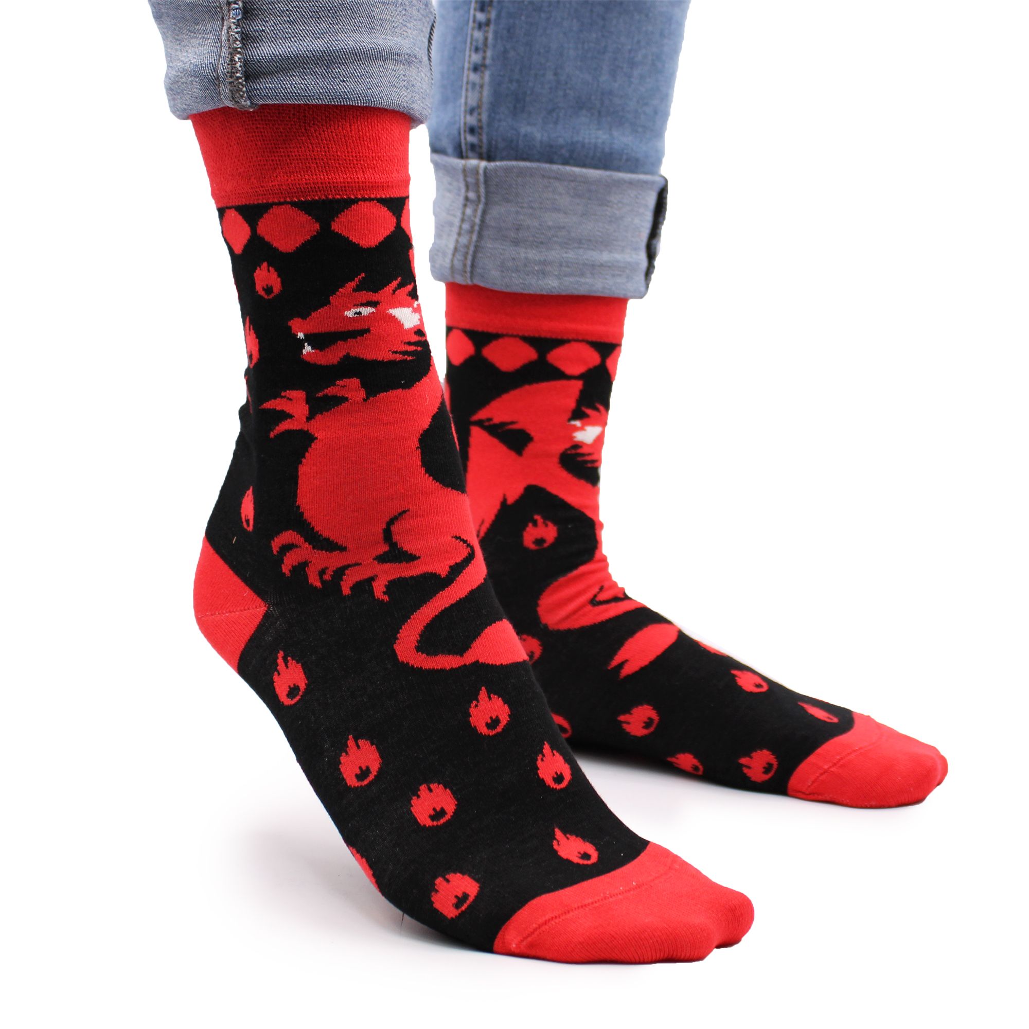 Hop Hare Bamboo Socks S/M - Red Dragons - Image 6