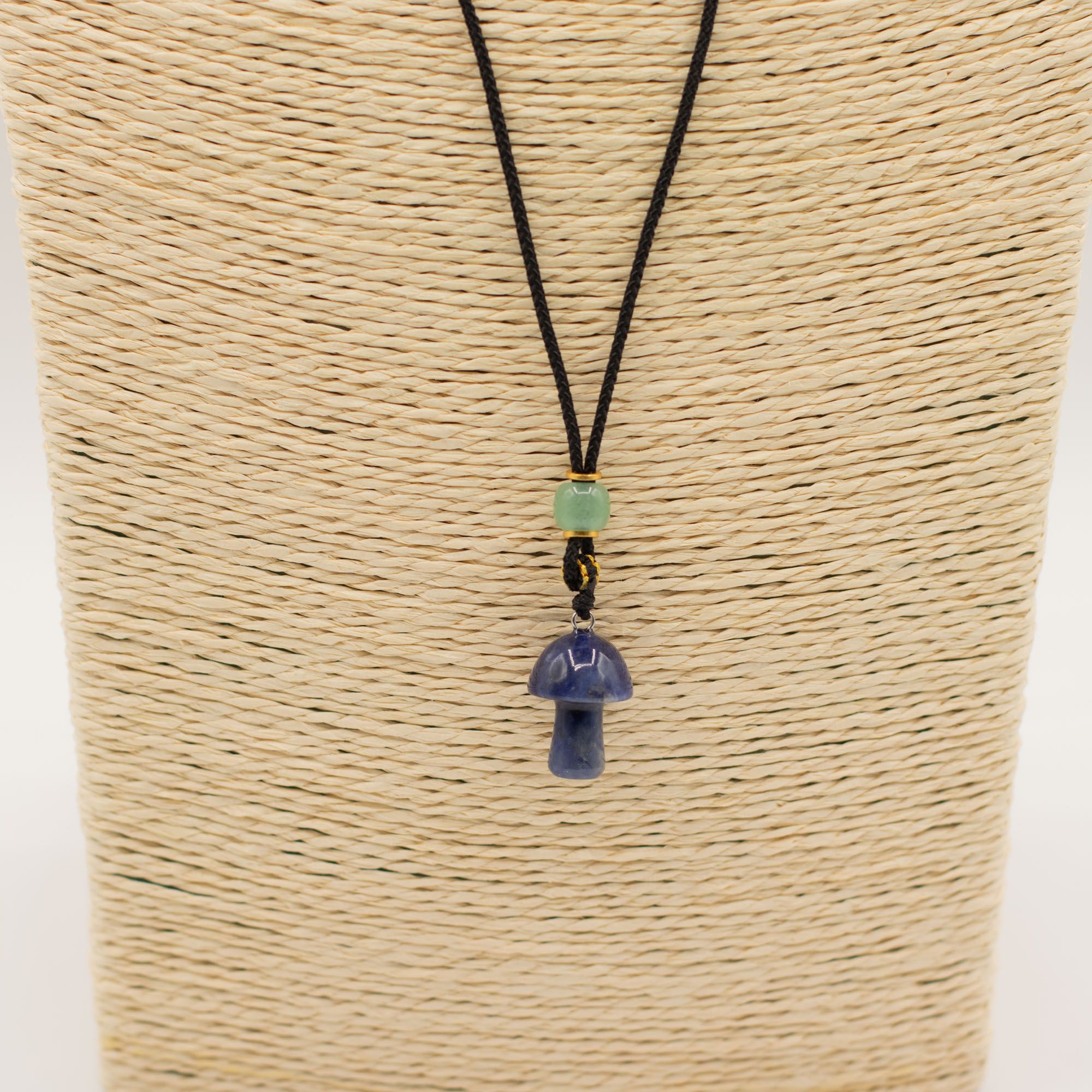 Cord Necklace Gemstone Pendant - Sodalite Mushroom - Image 2