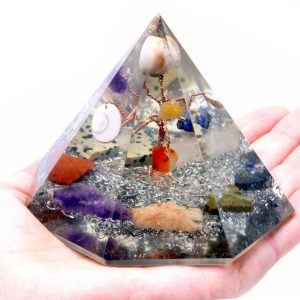 Orgonite 7 sided Pyramid - Gemstone Wisdom Tree - 90 mm
