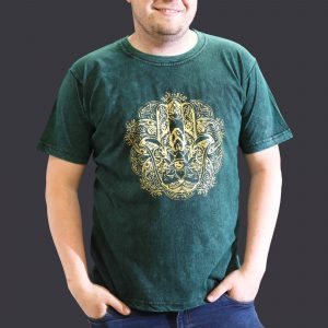 Nomad Sari Stonewashed Cotton T-Shirt – Hamsa – Green – XL