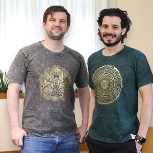 Nomad Sari Stonewashed Cotton T-Shirt – Hamsa – Dark Grey – Medium