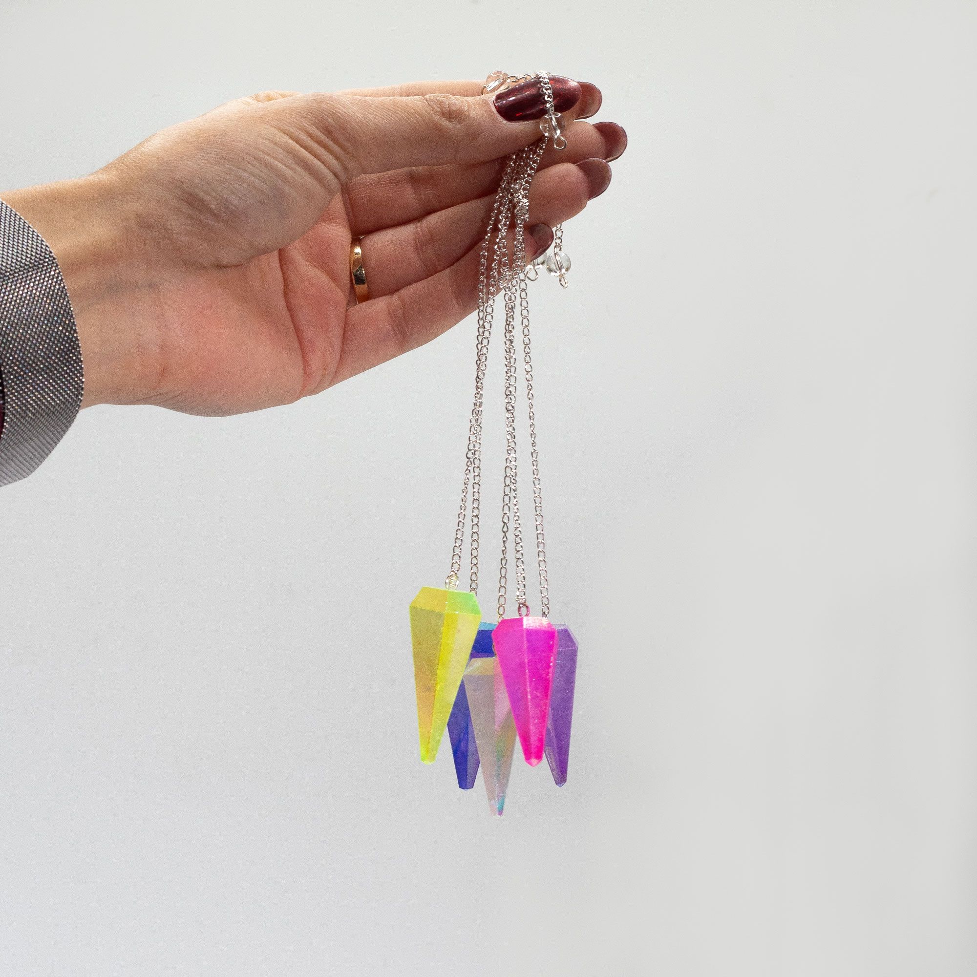 Six Sided Pendulum - Aurora Crystal Pale Green - 4cm