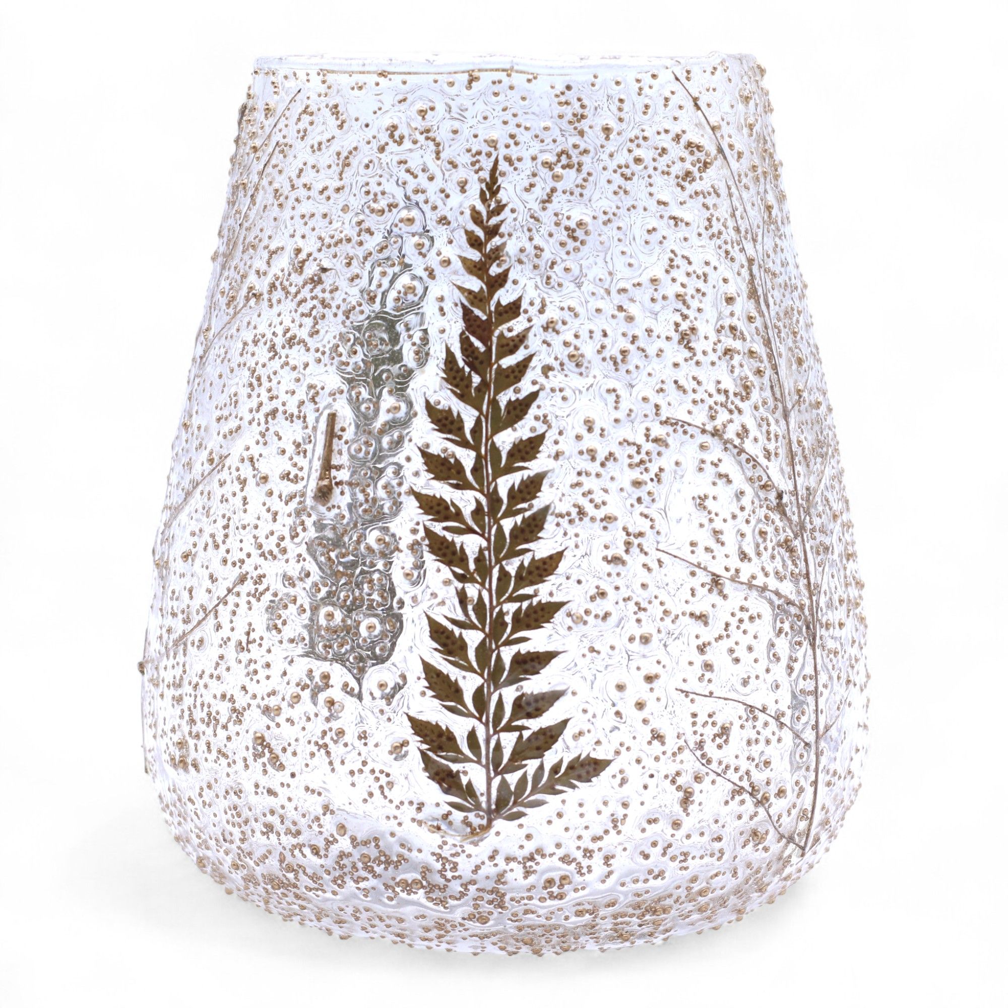 Natural Floral Glass - Large Bowl Candle Holder - Pino - (15x12cm) - Image 4