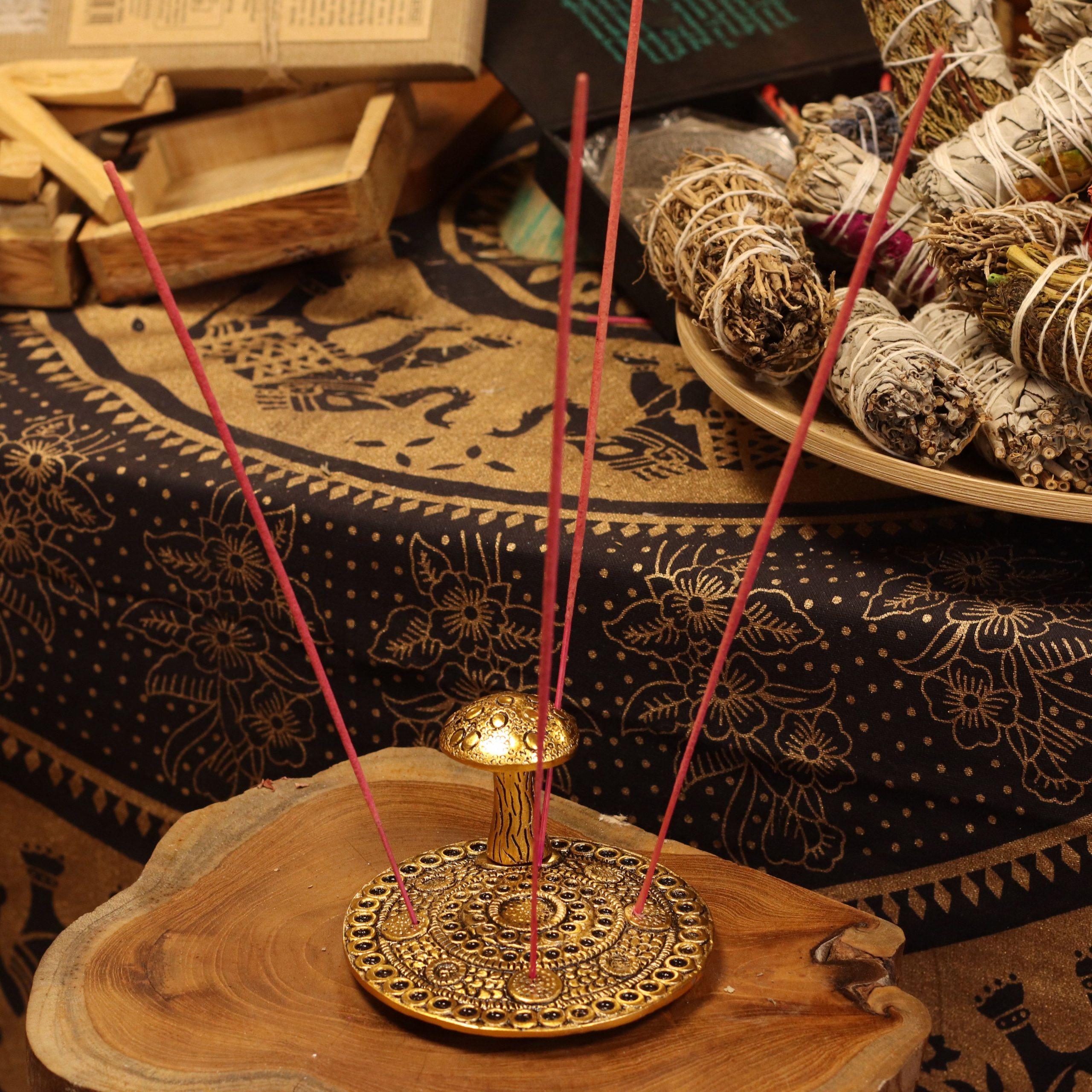 Mushroom Plate - Brass Effect - Incense Holder - Image 3