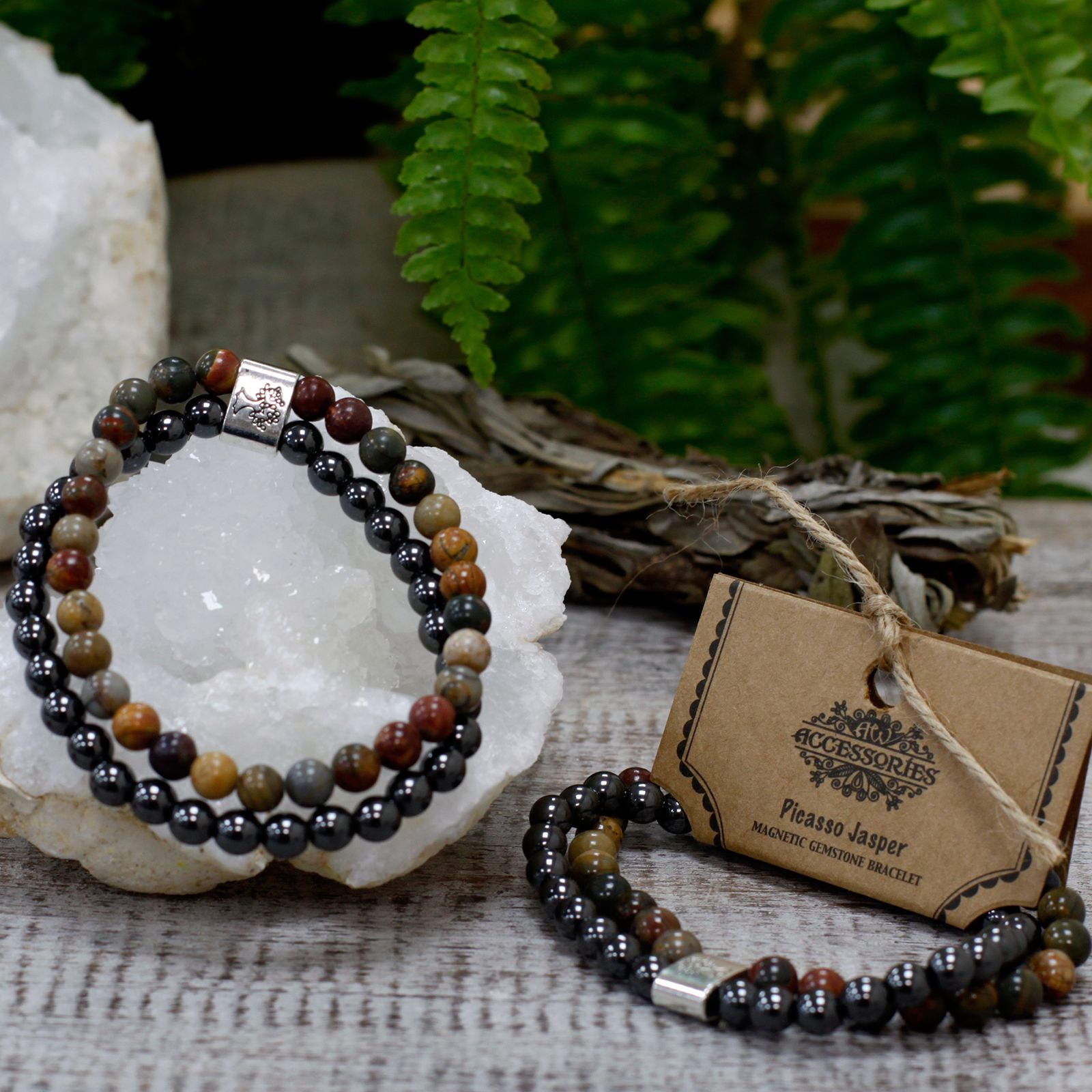 Magnetic Gemstone Bracelet - Picasso Jasper - Image 3