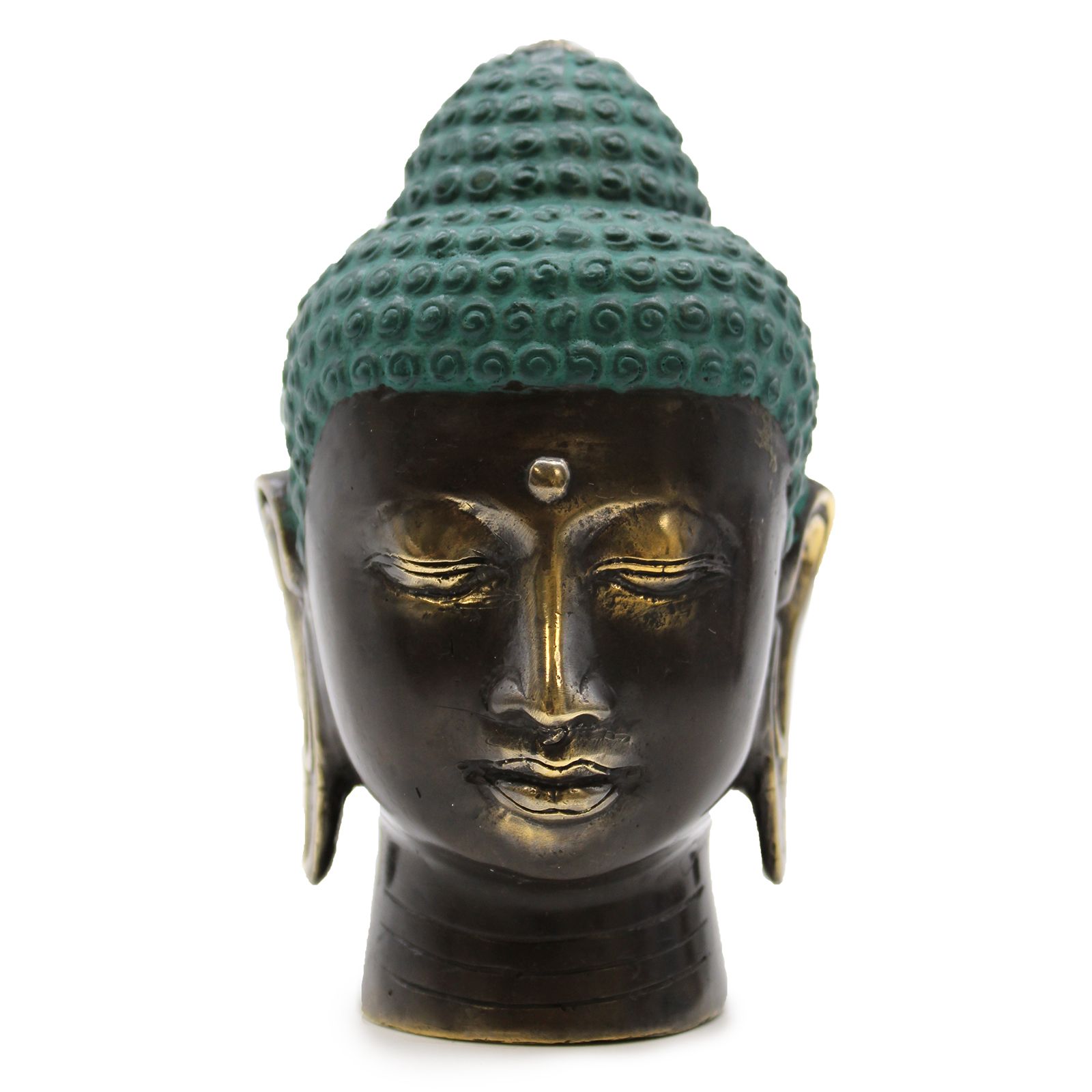 Large Antique Brass Buddha Head - Image 4
