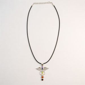 Indian Devotional Pendant - Silver Plated (45cm Cord)- Angel Chakra