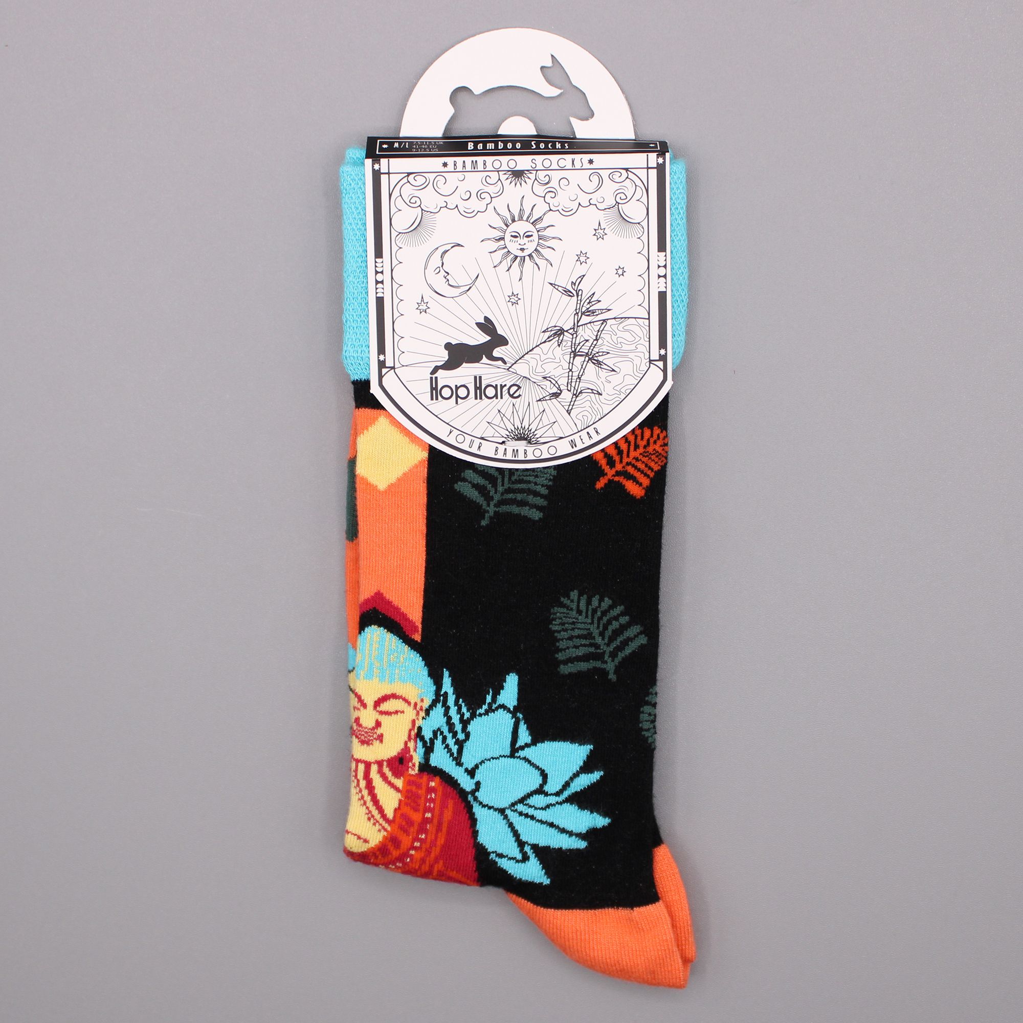 Hop Hare Bamboo Socks S/M - Blue Buddha & Lotus - Image 4