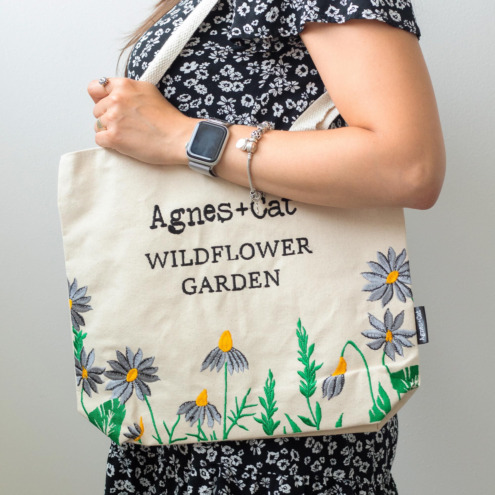 Agnes + Cat Wildflower Garden Tote Bag - Purple Flowers - Image 2