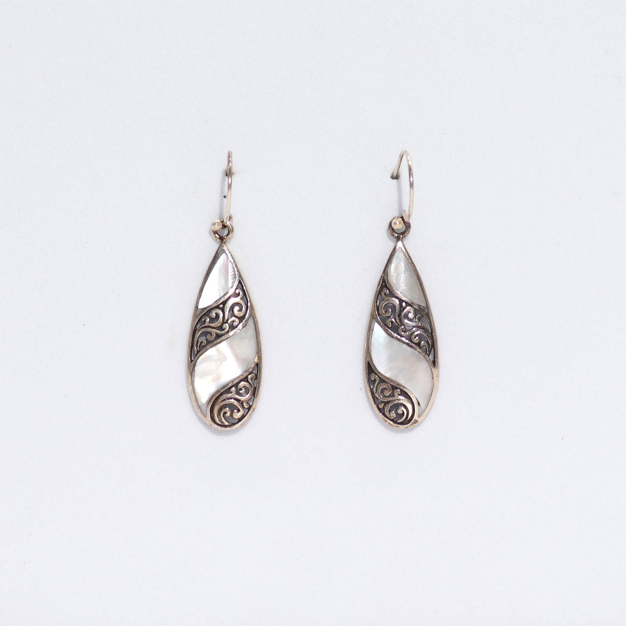 Shell & Silver Earrings - Teardrop- MOP - Image 5